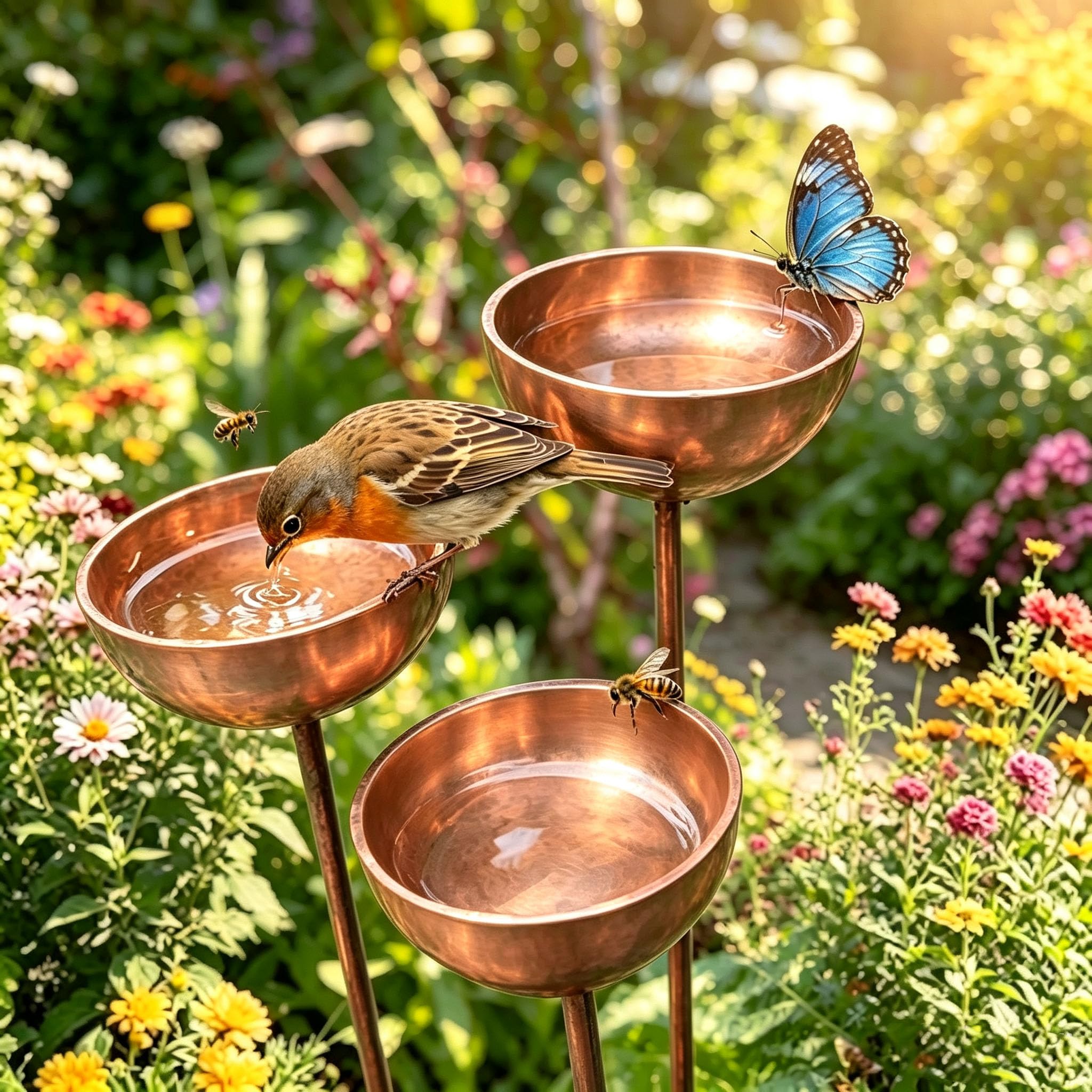 Rain Catchers for Garden，Rain Catcher Bird Bath for Garden Ornaments