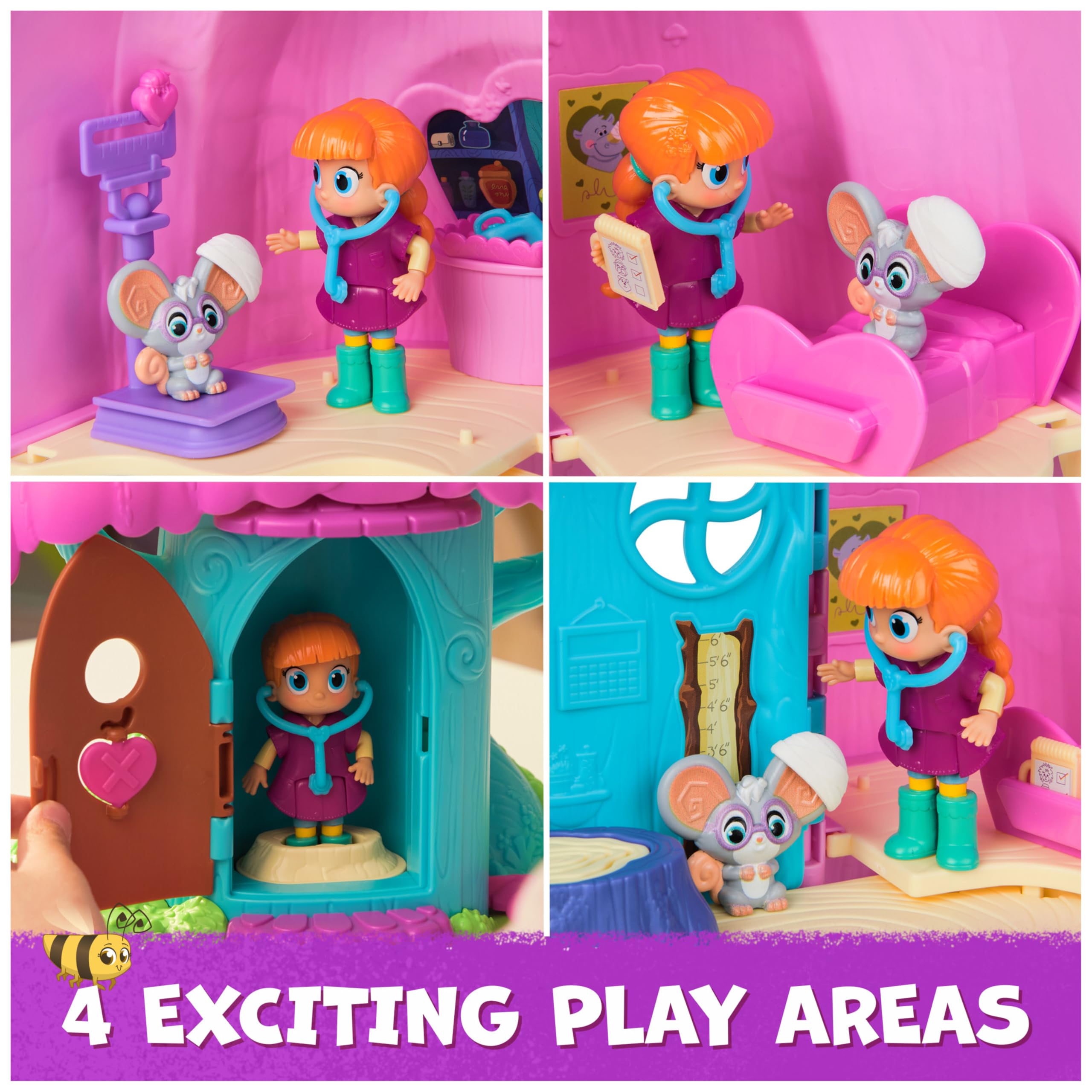 Vida The Vet - Pack Clínica Veterinaria Casa del Árbol con Figuras de Vida y Sunny + Accesorios - Vida la Veterinaria Juguetes - Juguetes niñas 3 años + - Regalo Niña 3 Años + Casa Muñecas