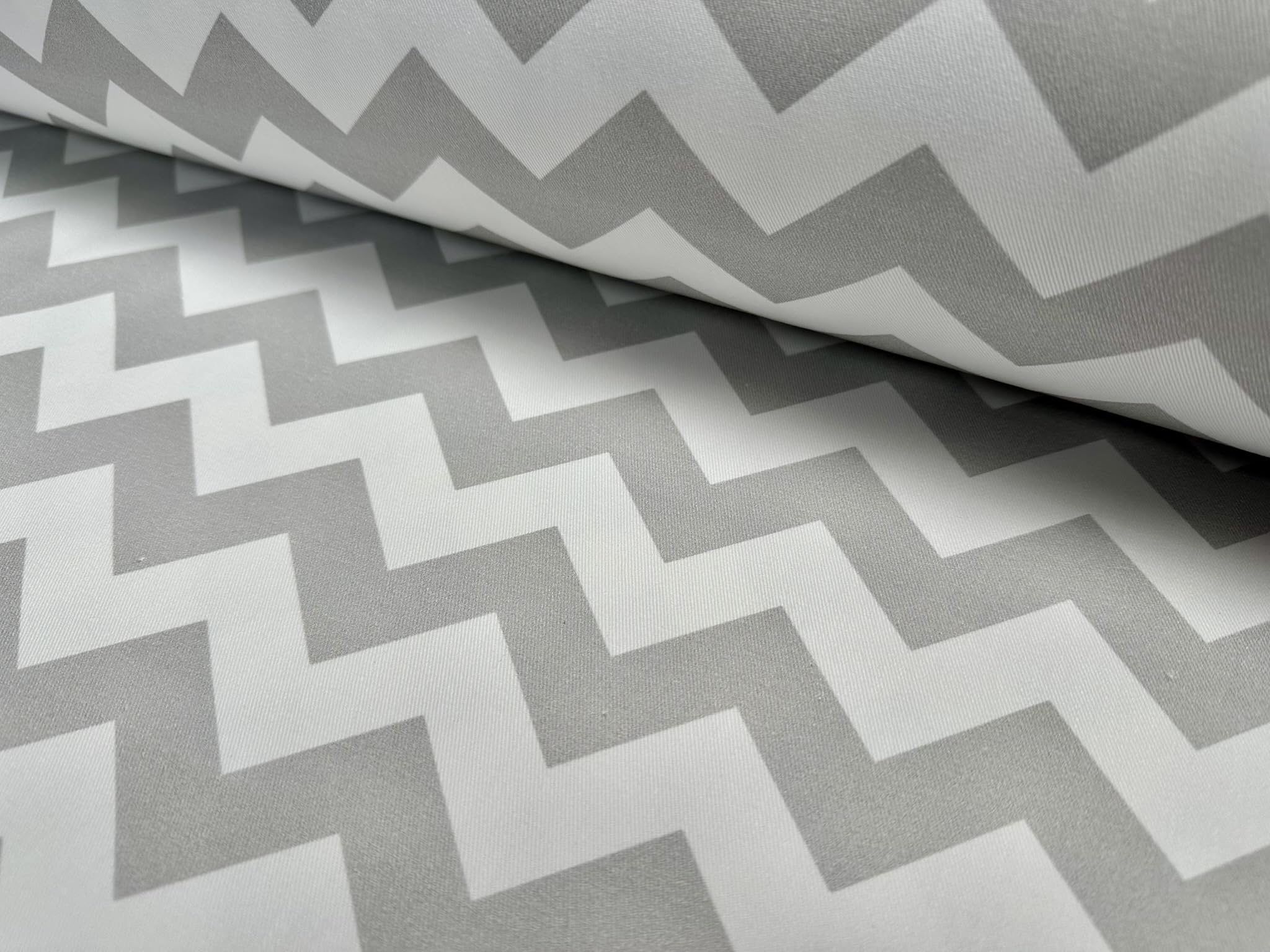 Tessuto di cotone con motivo a zigzag, motivo geometrico, per tende, tappezzeria, cuscini, decorazioni per la casa, 290 cm, extra largo, venduto al metro, grigio