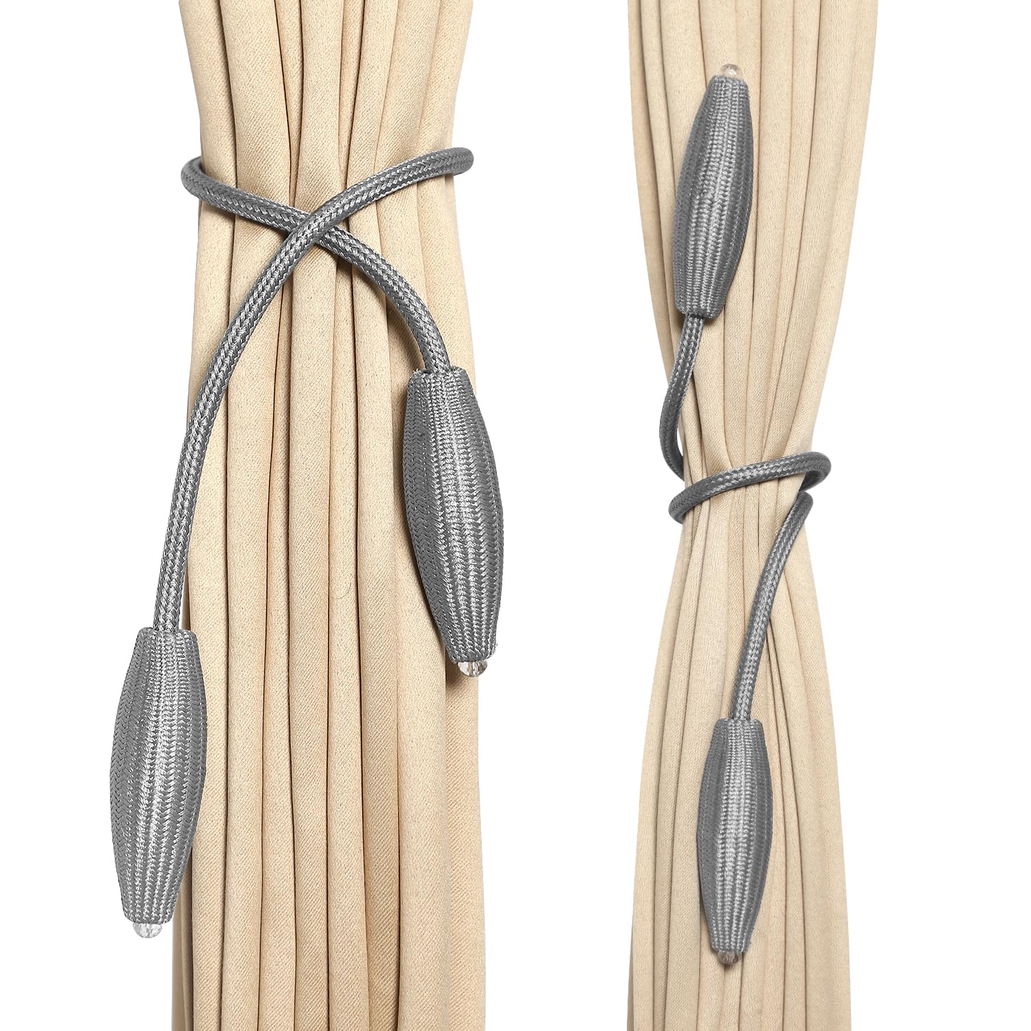 MALOINTEX 4 Pc DIY Twist Curtain tieback Clips Creative Decorative Window Drape Flexible Tie Backs European Style Random Modelling Curtain Holders Drapery Holdback for Home & Office - Gray