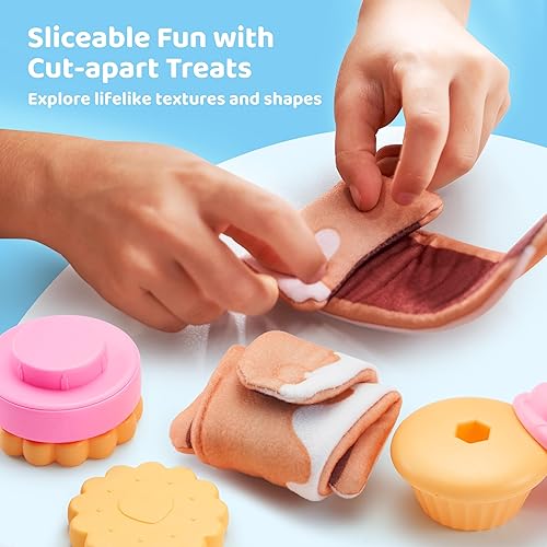 Miniatura 3 de lalalark Juego de alimentos para jugar con galletas, juguetes de simulación para niños, 17 piezas de juguetes de cocina con galletas de plástico,