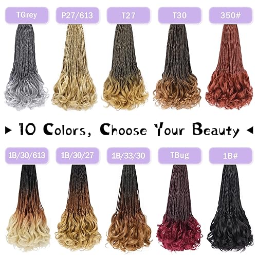 Miniatura 6 de Trenzas de ganchillo rizadas francesas de 18 pulgadas, 8 paquetes de trenzas de caja Goddess para mujer, trenzas de ganchillo preenrolladas con