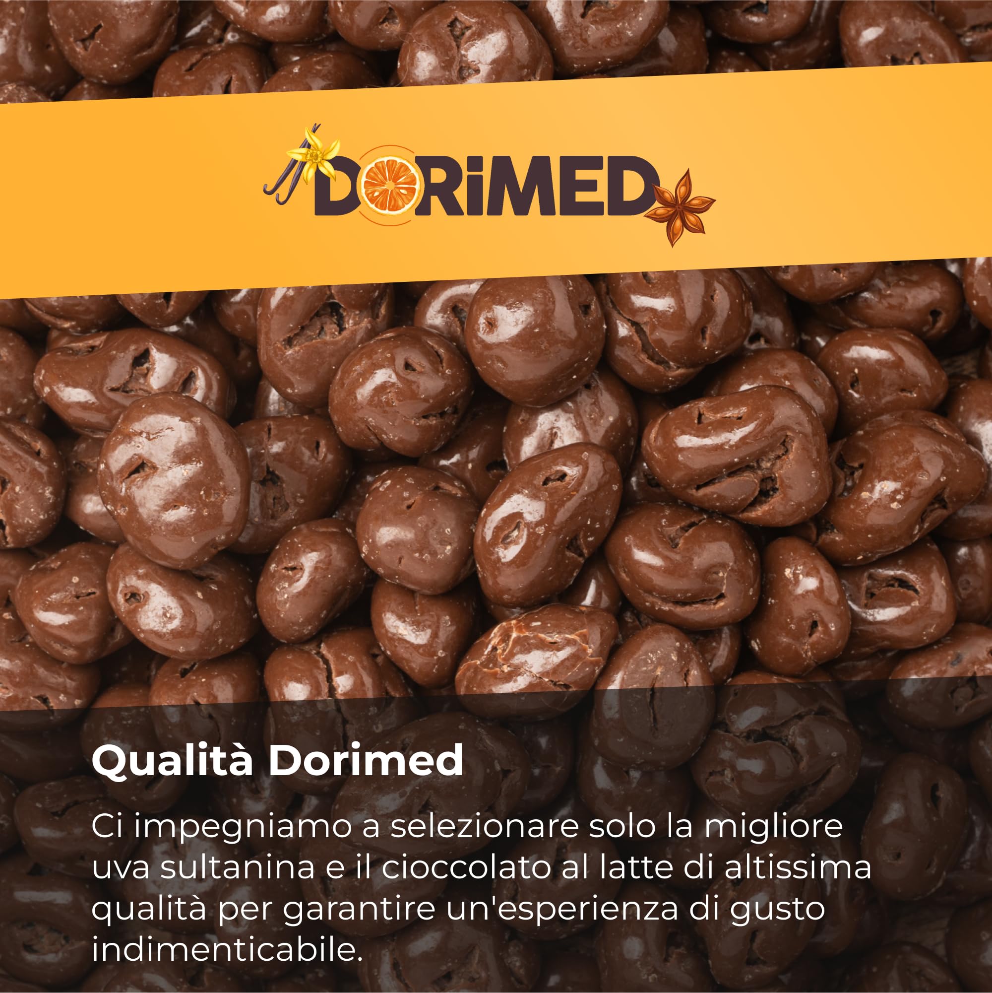 Uvetta Ricoperta Di Cioccolato Fine Al Latte [1kg]. Uvetta Al Cioccolato Squisita E Di Prima Qualità, Frutta Secca Coperta Da Cioccolata Con Sacchetto Salvafreschezza, Uva Di Grosso Calibro - Dorimed