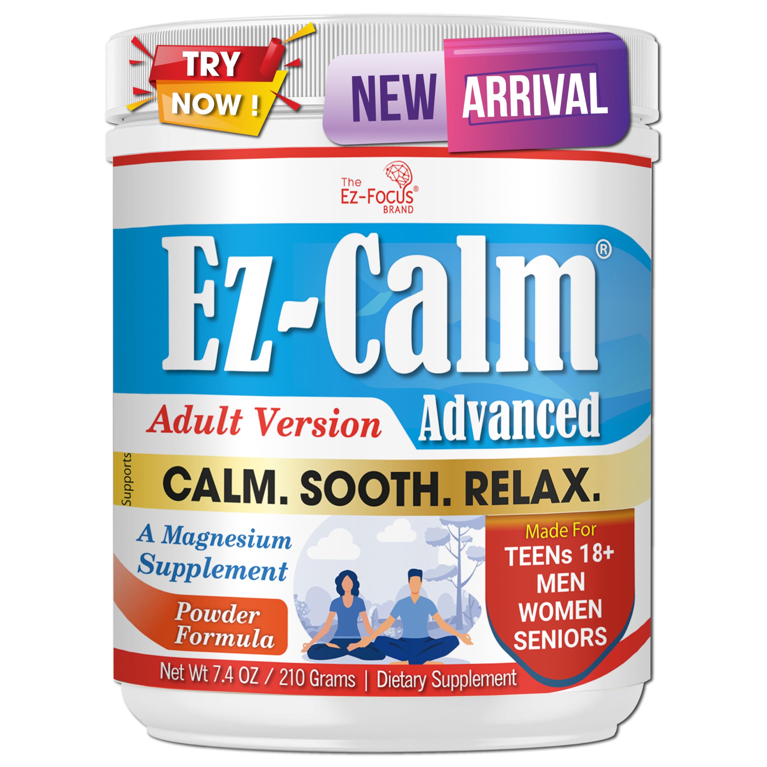 Magnesium Citrate Powder Supplement - Natural Calm Magnesium for Relaxation, Mood Support & Bone Health - Calming Supplements for Adults for Relaxation - Non-GMO, Vegan 8 oz - (60 Servings)