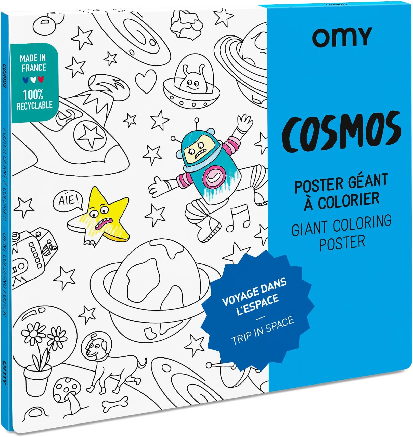 OMY - Cosmos Giant Colouring Poster – 100 cm x 70 cm – Can be Framed – Huge Original and Fun Space Map – Extra-White Superior Quality Paper 120 g/m² – Designed and Made in France