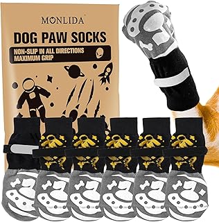 6 PCS Anti Slip Dog Socks to Prevent Licking Paws,Dog Paw Protector with Double Sides Grips,Traction Control on Hardwood F...