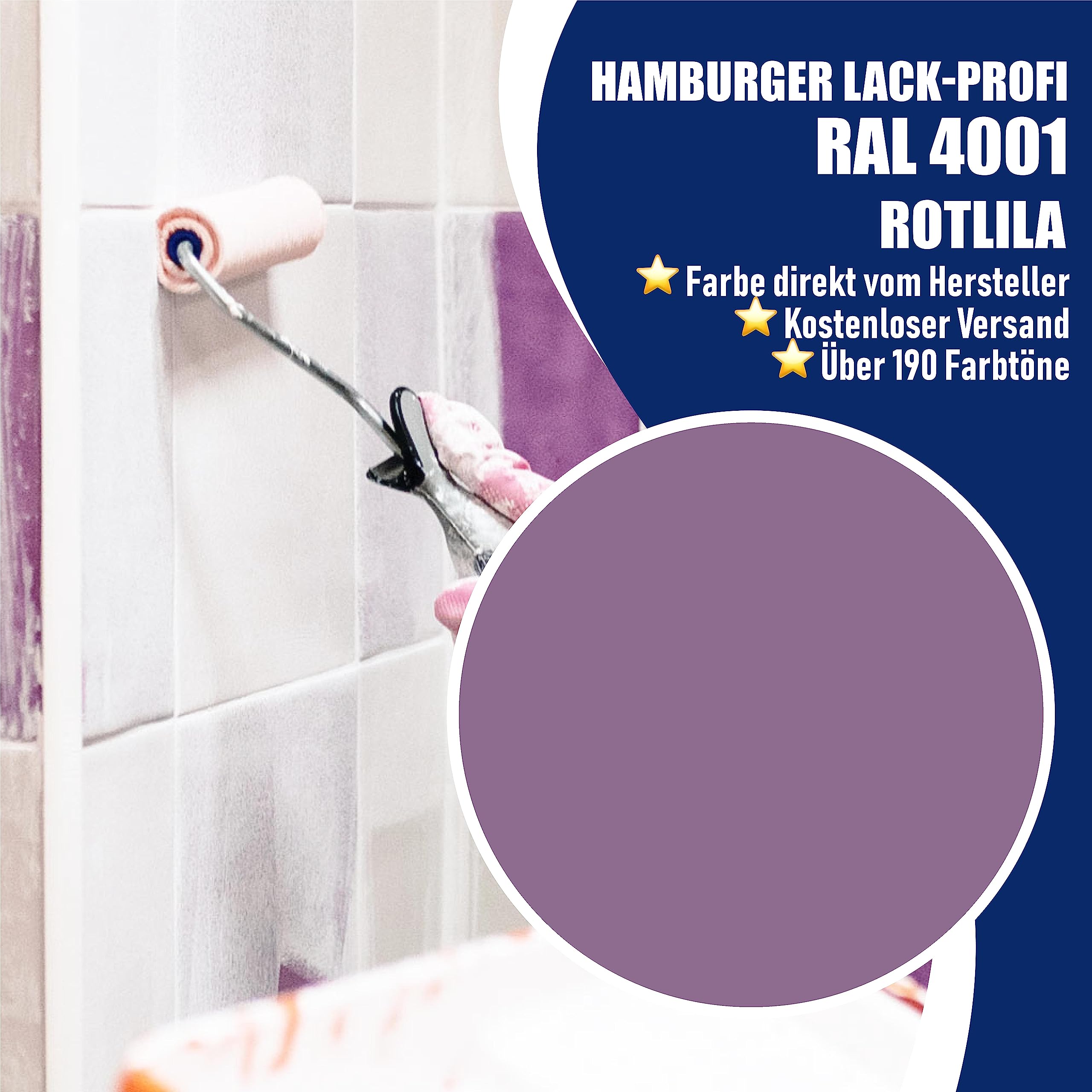Hamburger Lack-Profi Fliesenlack GLÄNZEND Rotlila RAL 4001 Lila Fliesenfarbe (20 L)