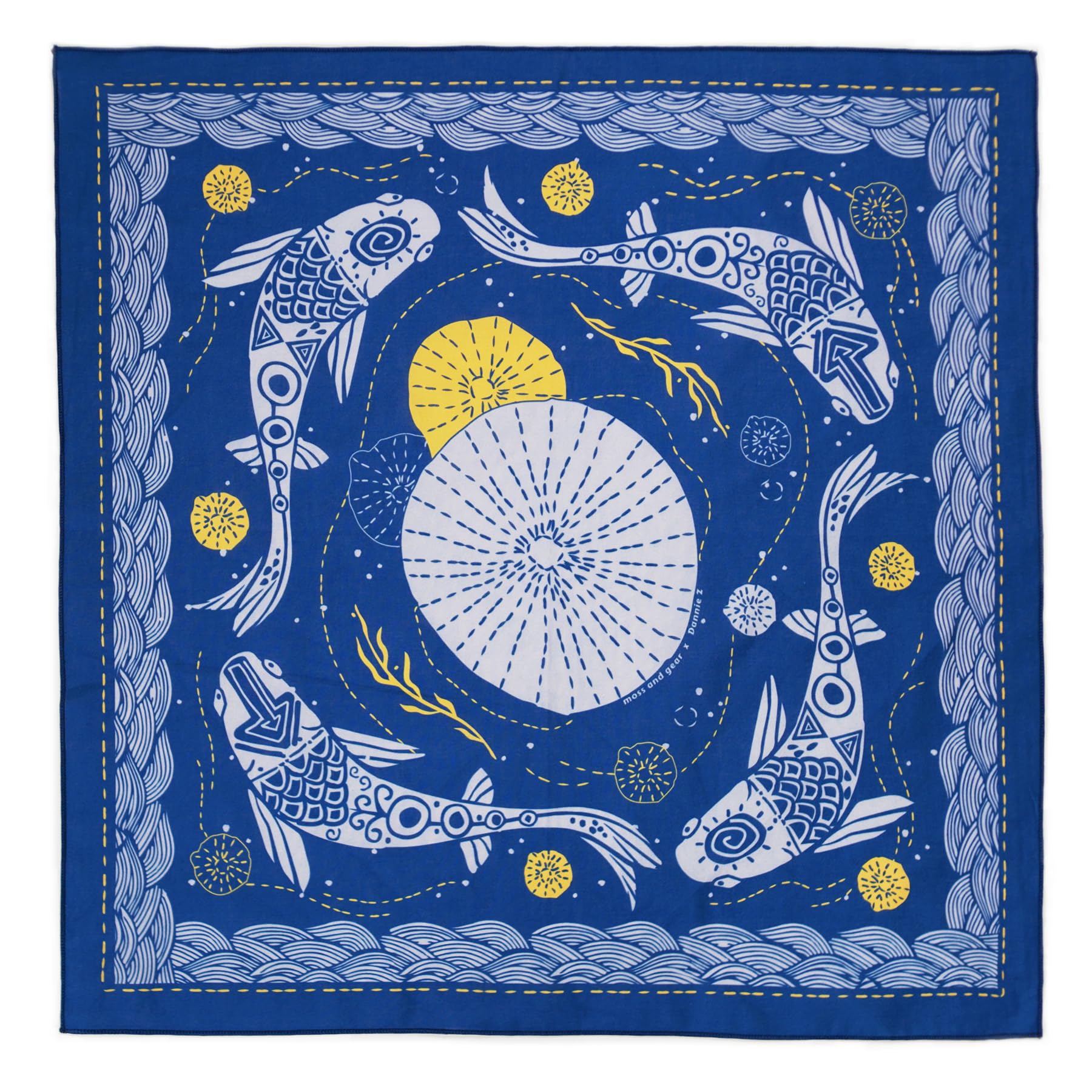 WHTE MOSSThe KOI Bandana – 100% Cotton Extra Soft Scarf Handkerchief for Men & Women, Great Gift Idea