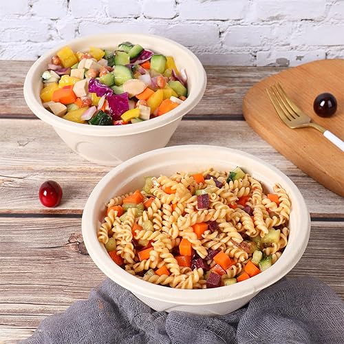 Miniatura 2 de JAYEEY Cuencos desechables redondos de 33 onzas con tapas, cuencos de papel biodegradable de fibra de caña de azúcar, recipientes para llevar