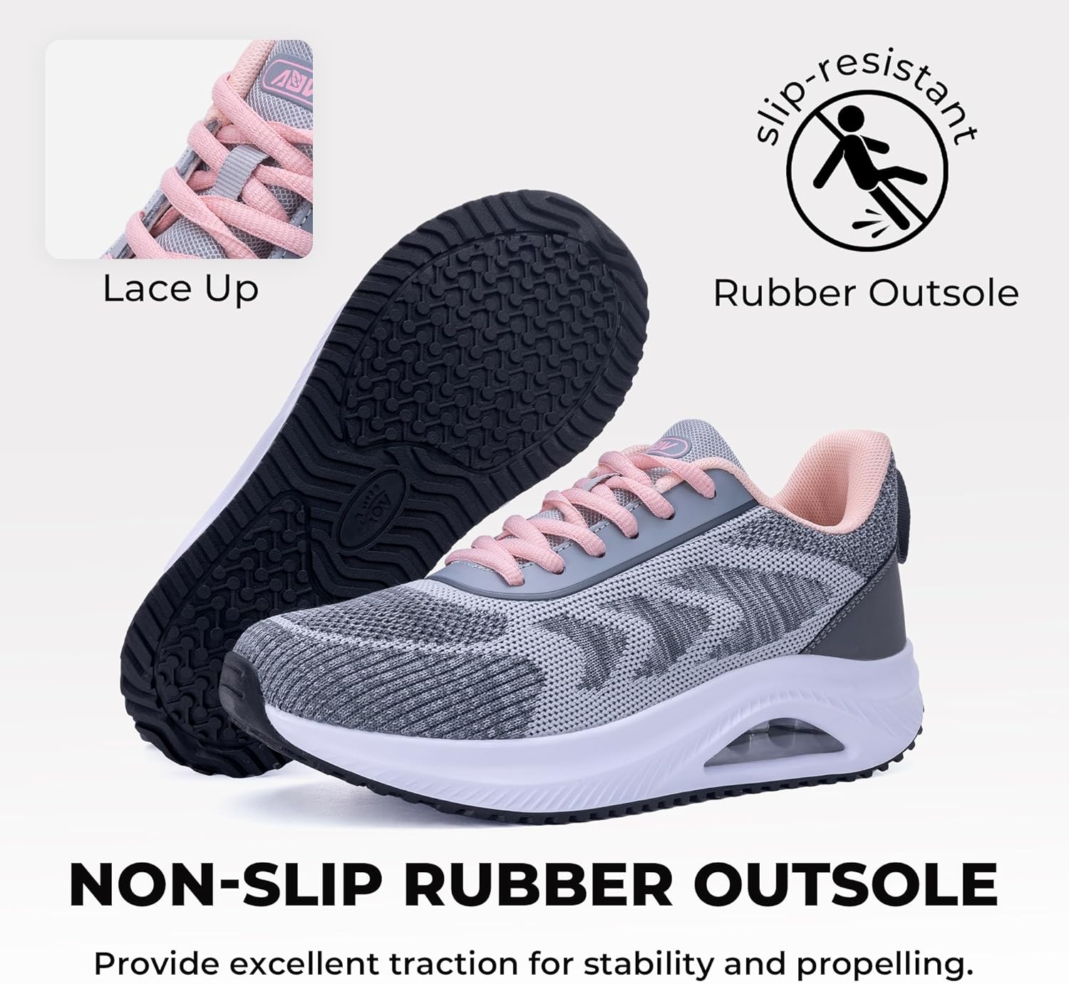 SURRAY Womens Wide Width Walking Shoes Arch Support Plantar Fasciitis Sneakers Orthotic Tennis Shoes for Foot Pain Relief US Size 6-11 - Image 5