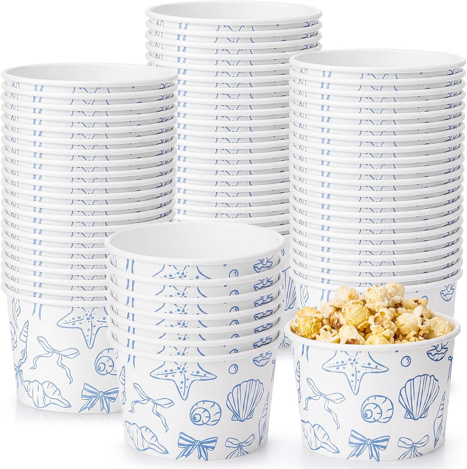 Panitay 50pcs Carnival Party Treat Snack Bowls 9oz Disposable Red and White Stripes Circus Themed Ice Cream Cups Dessert Bowls for Birthday Movie Night Carnival Themed Party