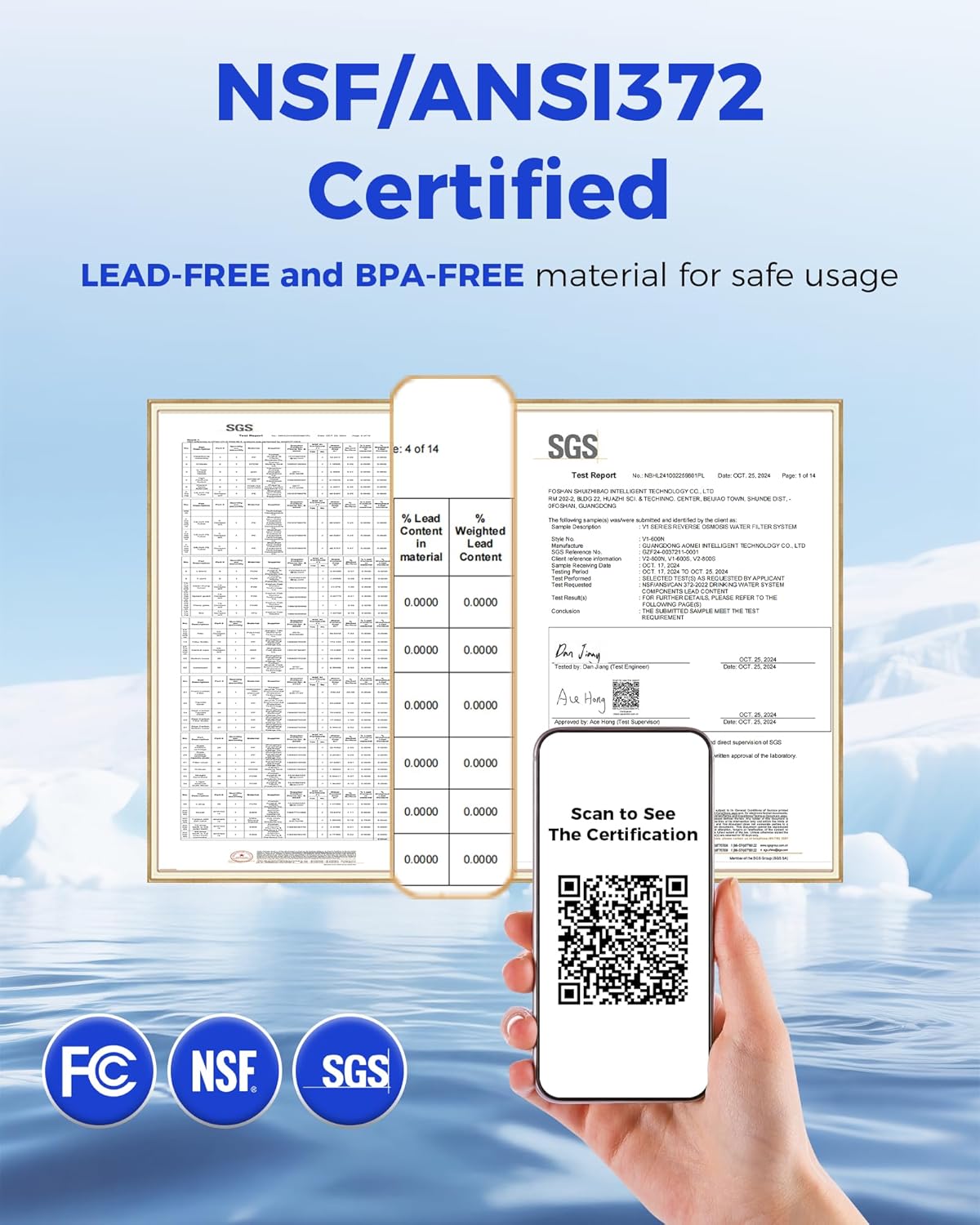 800GPD Under Sink Tankless Reverse Osmosis System,7-Stage RO Water Filtration System, NSF/ANSI 372 Certified RO Drinking Water Filter, FCC Listed, Reduce TDS,PFAS,Odor, 2:1 Pure to Drain - Image 3