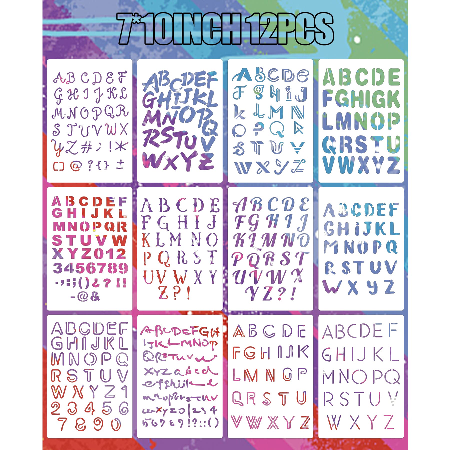 Buy Kcohei Large Letter Stencils,Letter Stencils—12 Pack (7x10inch