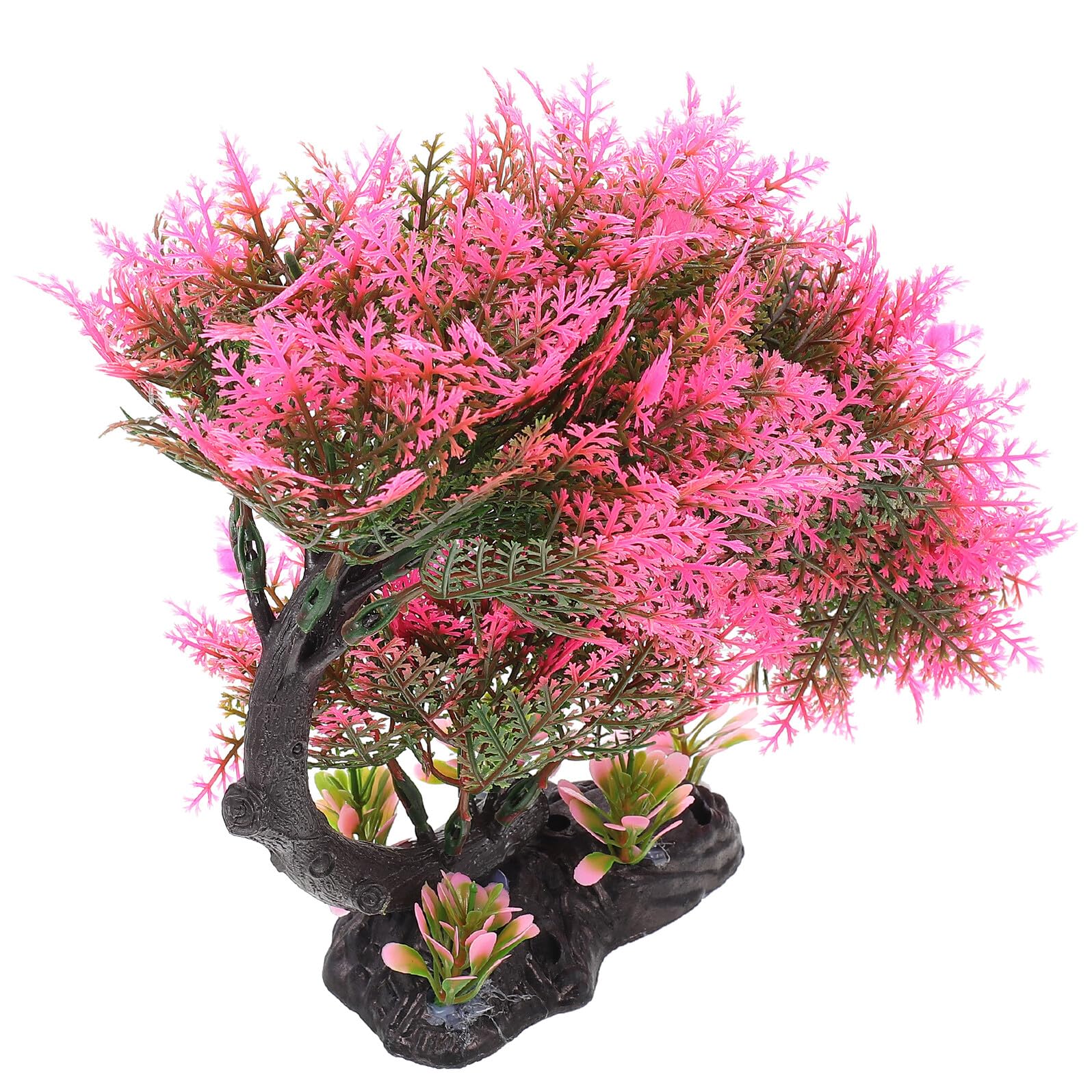 Artificial Aquarium Pine Tree Fish Tank Accessory Vivid Faux Plastic Aquarium Decor with Base Landscaping and Aquatic Pets