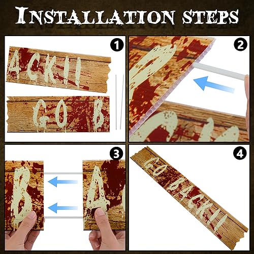 Miniatura 10 de 10 tableros de ventana embrujados de Halloween, letreros de advertencia para ventana, impermeables, para exteriores, decoración de fiesta de