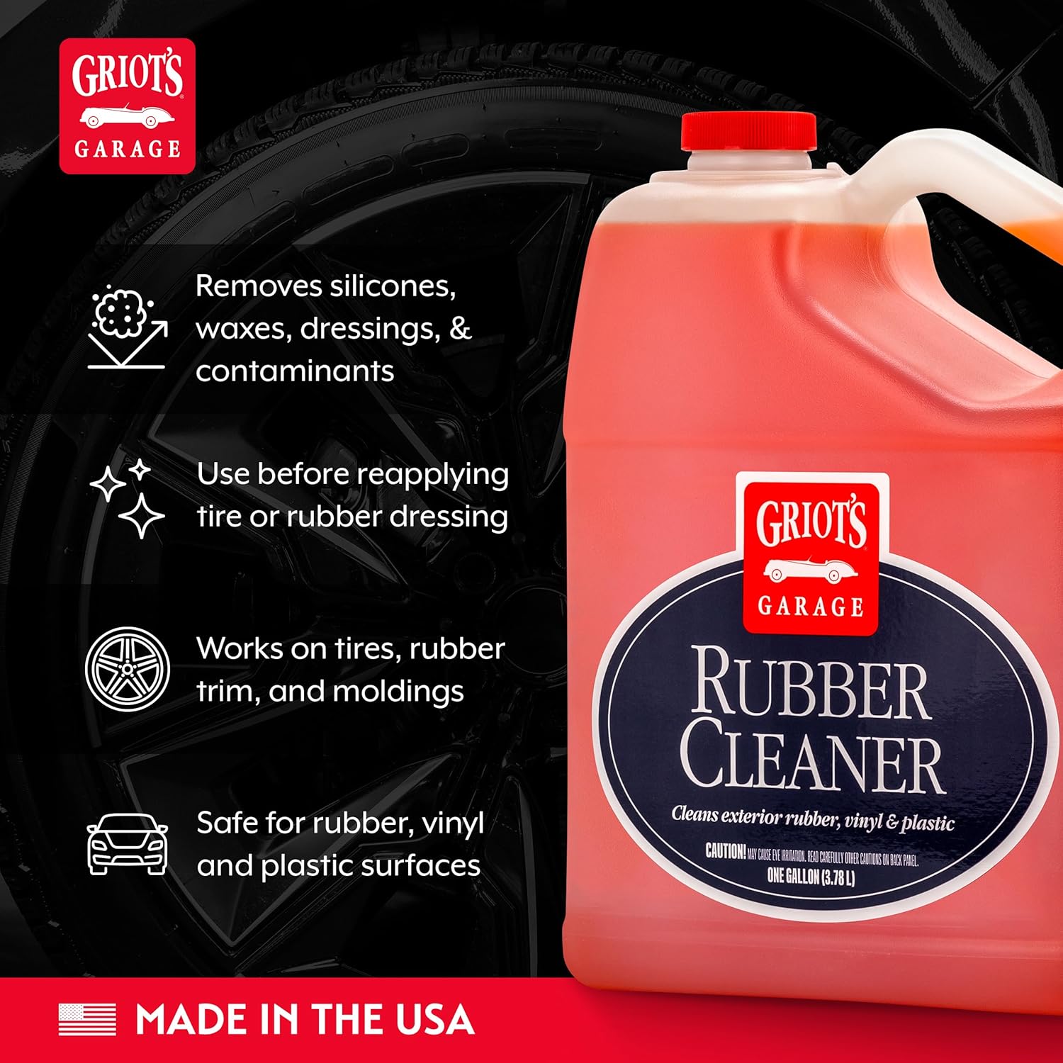 Griot's Garage Rubber Cleaner for Car Cleaning and Detailing, Works on Tires, Trims, and Moldings 11137, One Gallon