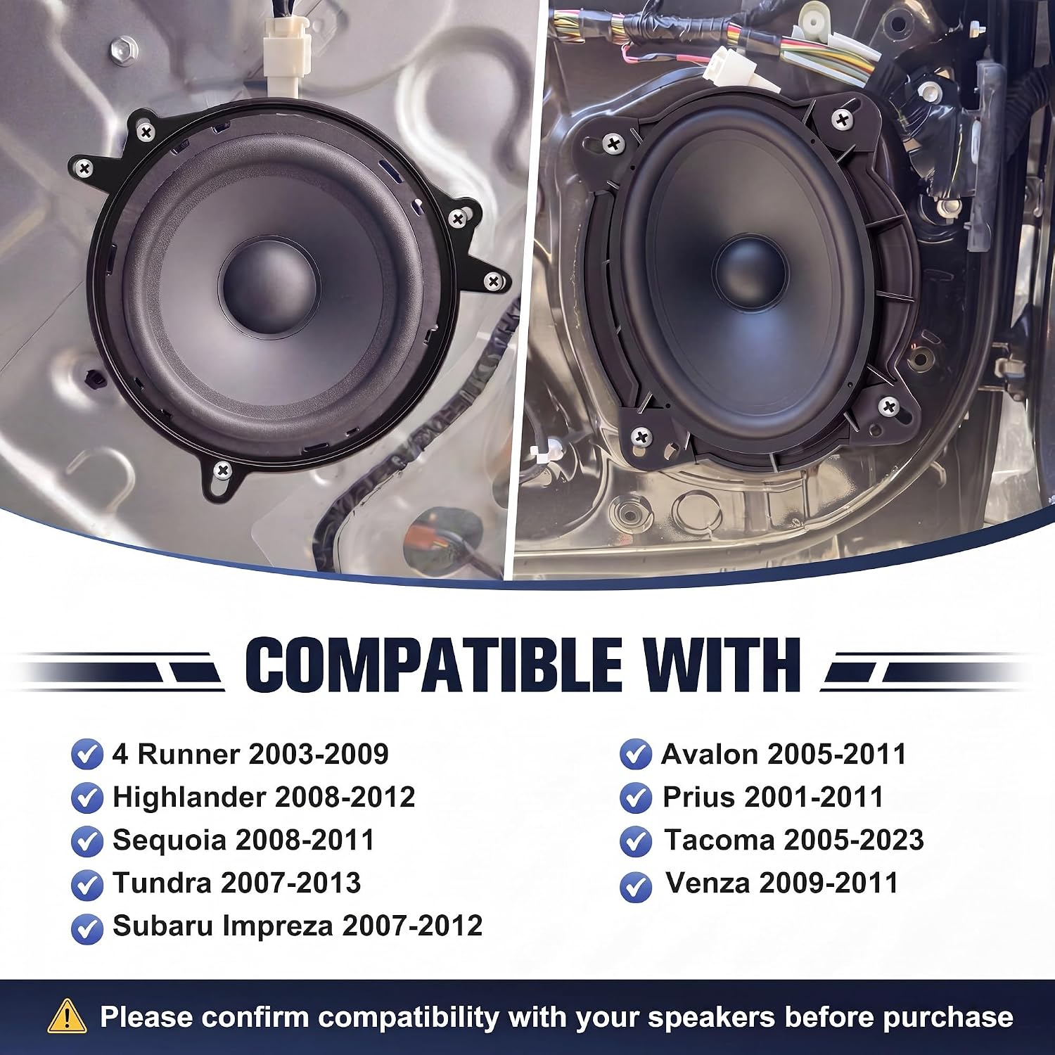 2 Pcs 6" to 6.75" & 6x9 Door Speaker Adapter Bracket with 4 Pcs Foam Strip image 2