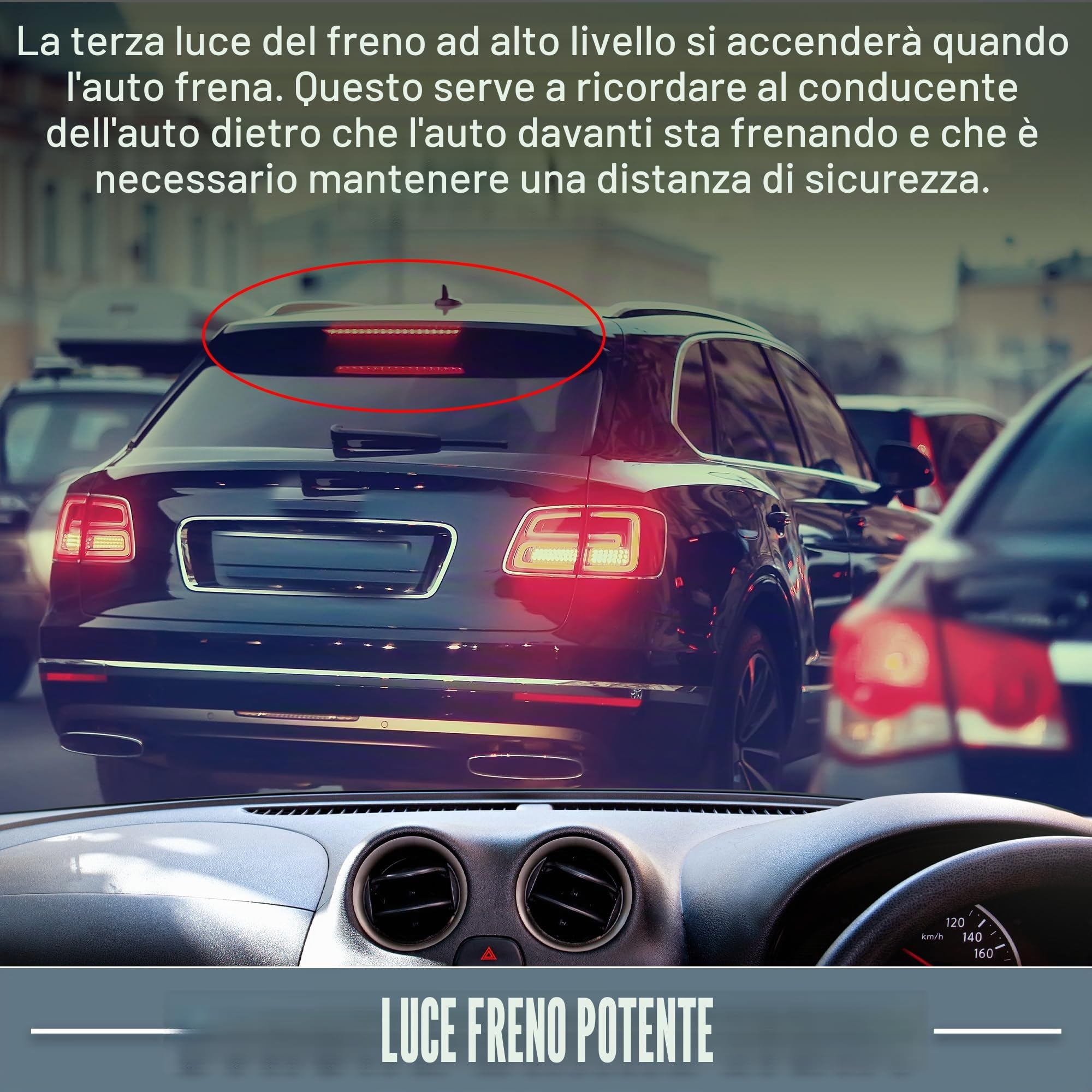 A ABSOPRO Coda Alta Montatura Freno Stop Luce Per Peugeot 107 05-14 1pc | Materiale: Plastica, Colore: Fumé, Dim: 28.5X3X5 Cm, Luce: LED Rossa, Impermeabile, Per Citroen C1 05-14