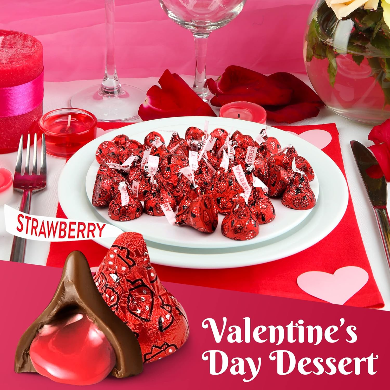 Hershey's Kisses Chocolate Dipped Strawberry Caramelos para el día de