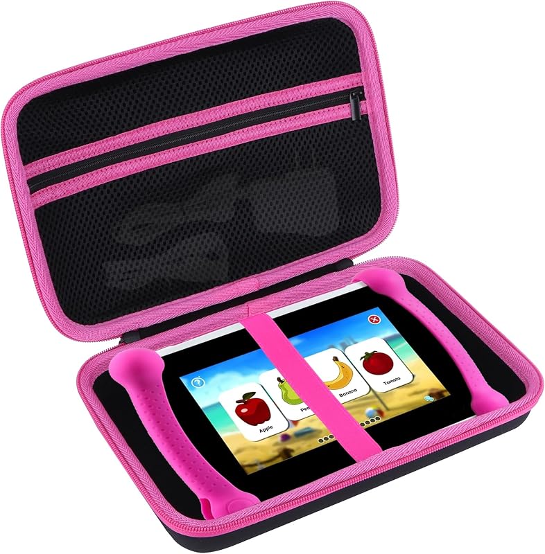 Estuche de almacenamiento compatible con tableta de aprendizaje Leapfrog LeapPad Academy / LeapPad Ultimate / Epic Academy Edition (negro + rosa)