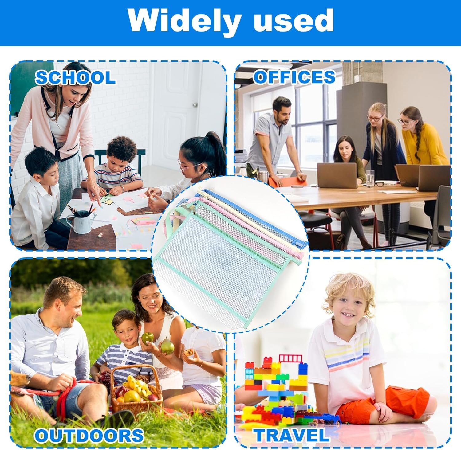 4Pack Three-dimensional Mesh Zipper Pouch Bags Double-Layer Puzzle Building Block Storage Lego Storage Bags,Lego Puzzle blocks Pouch with Handle - Image 6