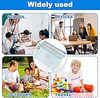 Vista 12 de Paquete de 15 bolsas de malla con cremallera, almacenamiento de bloques de construcción de rompecabezas de doble capa, bolsas de bloques de nailon