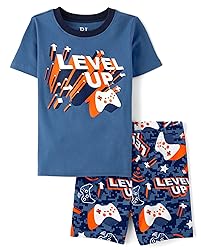 The Children's Place Boys' 100% Cotton Sleeve Top and Shorts 2 Piece Pajama Set