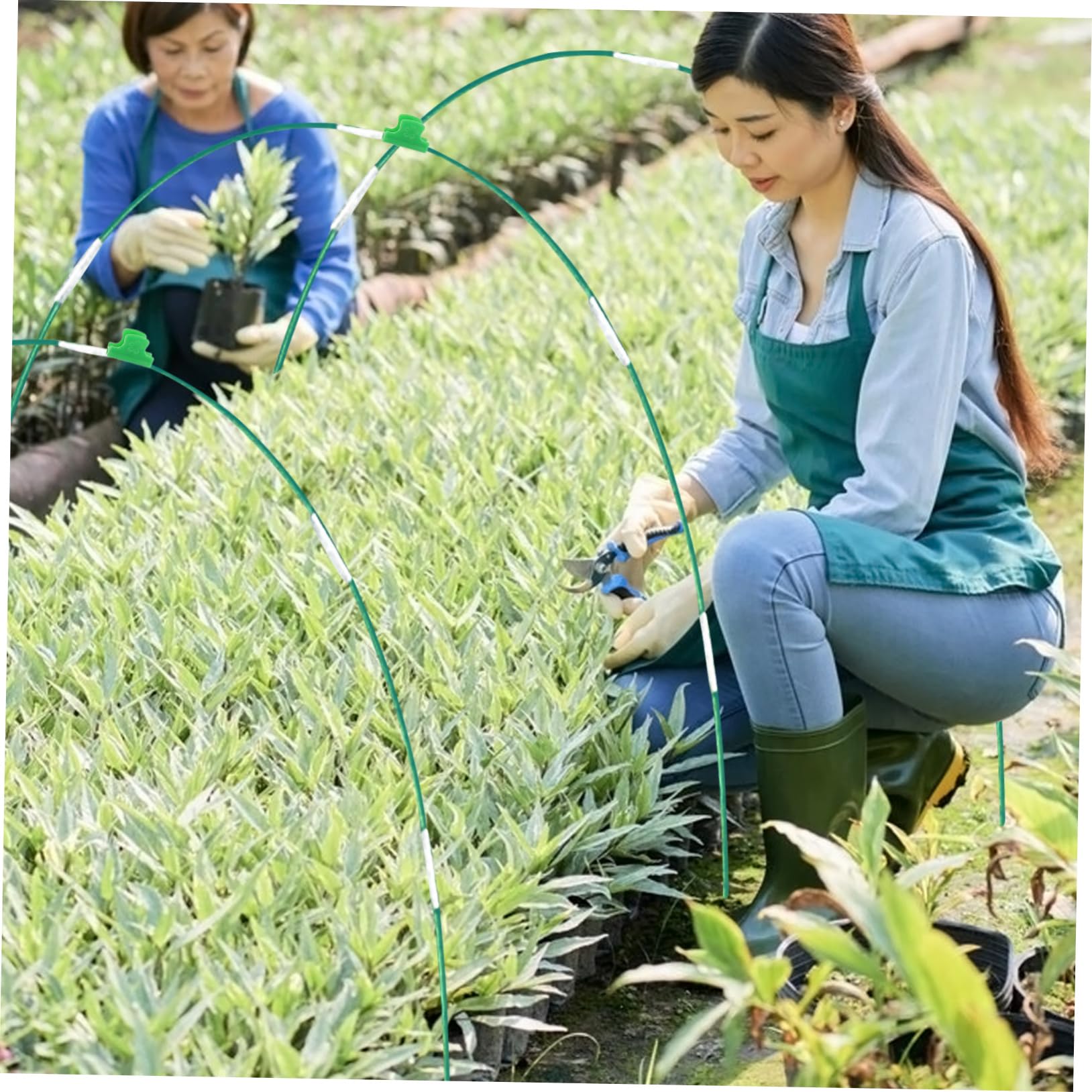 BESPORTBLE Kit D’arceaux de Jardin en Fibre Gainée de Plastique Vert
