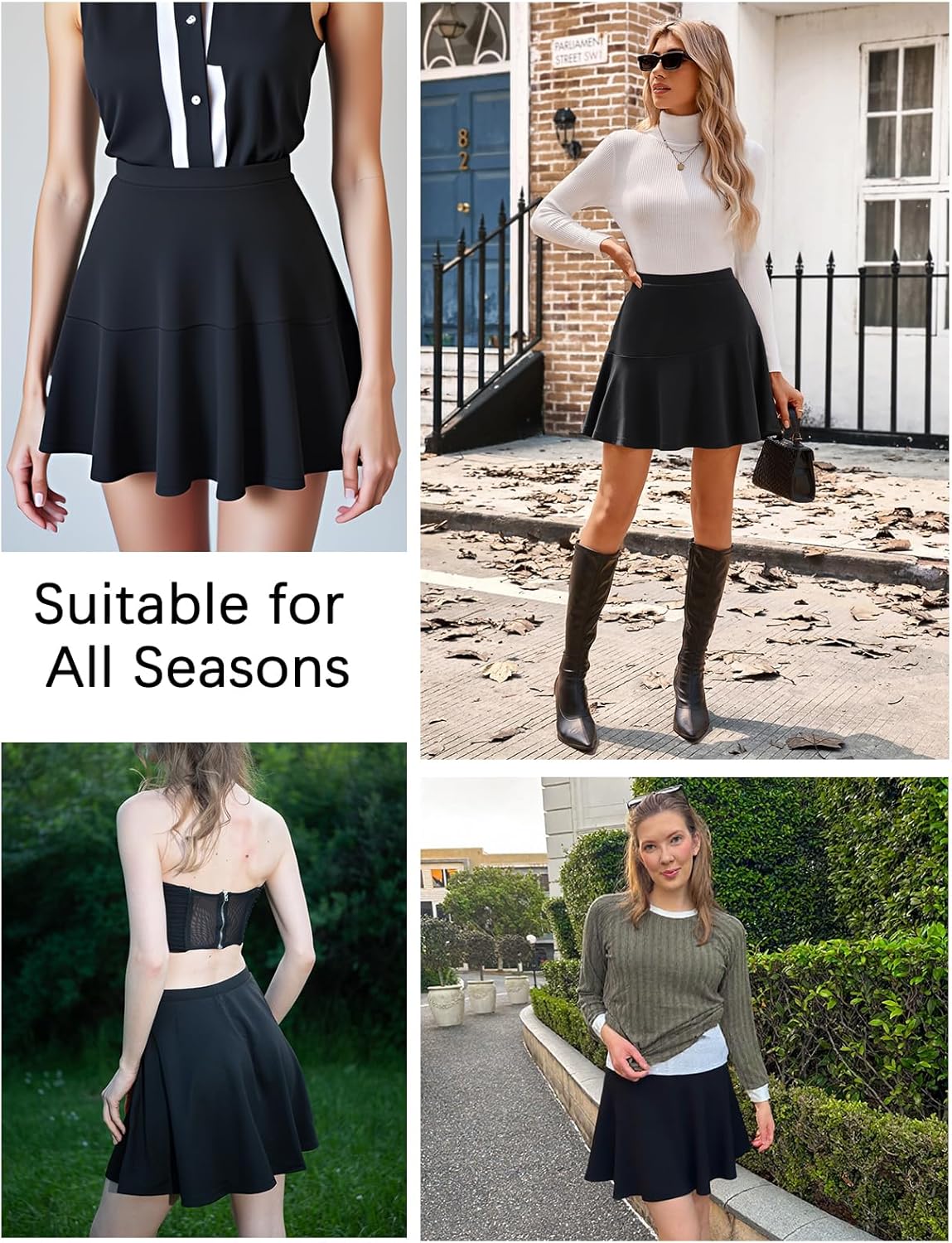 Kate Kasin 2025 Fall Mini Skirt for Women, Pleated Flowy Short Skirts, High Waisted Flared Skater Skirt - Image 4