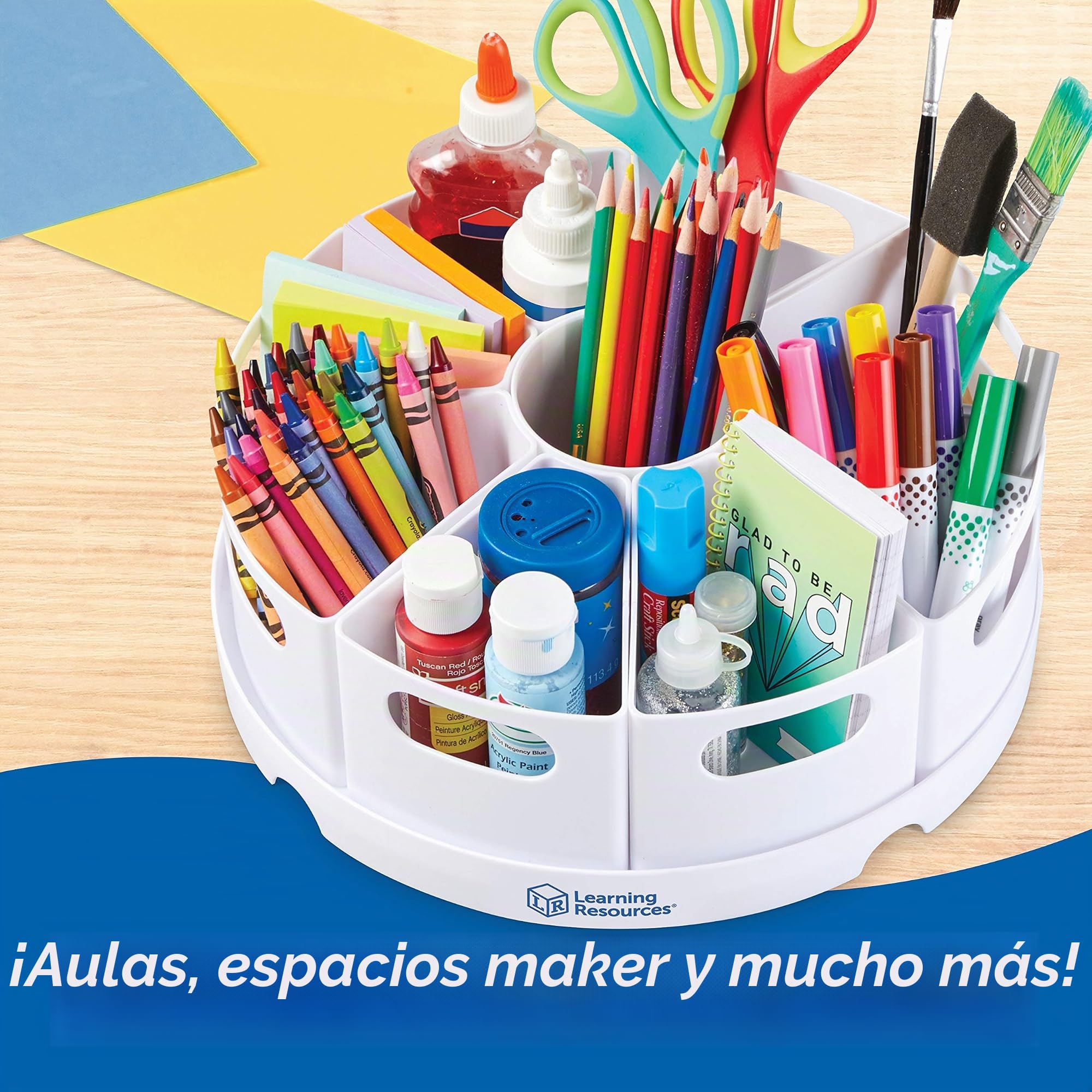 Learning Resources Organizador Create-a-Space (Blanco), de Material de papelería, el Aula y para el hogar, Material plástico Que se Limpia pasando un Trapo, Set de 10 Piezas