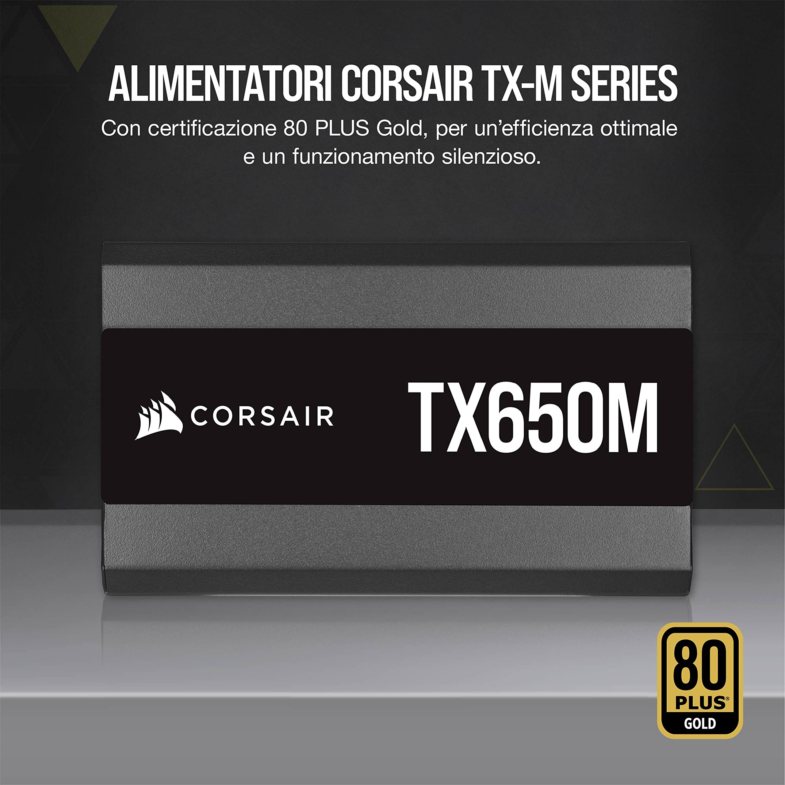 Corsair TX650M (2021) TX-M Series, 650 Watt 80 PLUS Gold Semi-Modulare e a Bassa Rumorosità Alimentatore ATX , Connettori EPS12V Doppi, Condensatori 105 °C, Dimensioni Compatte, Nero