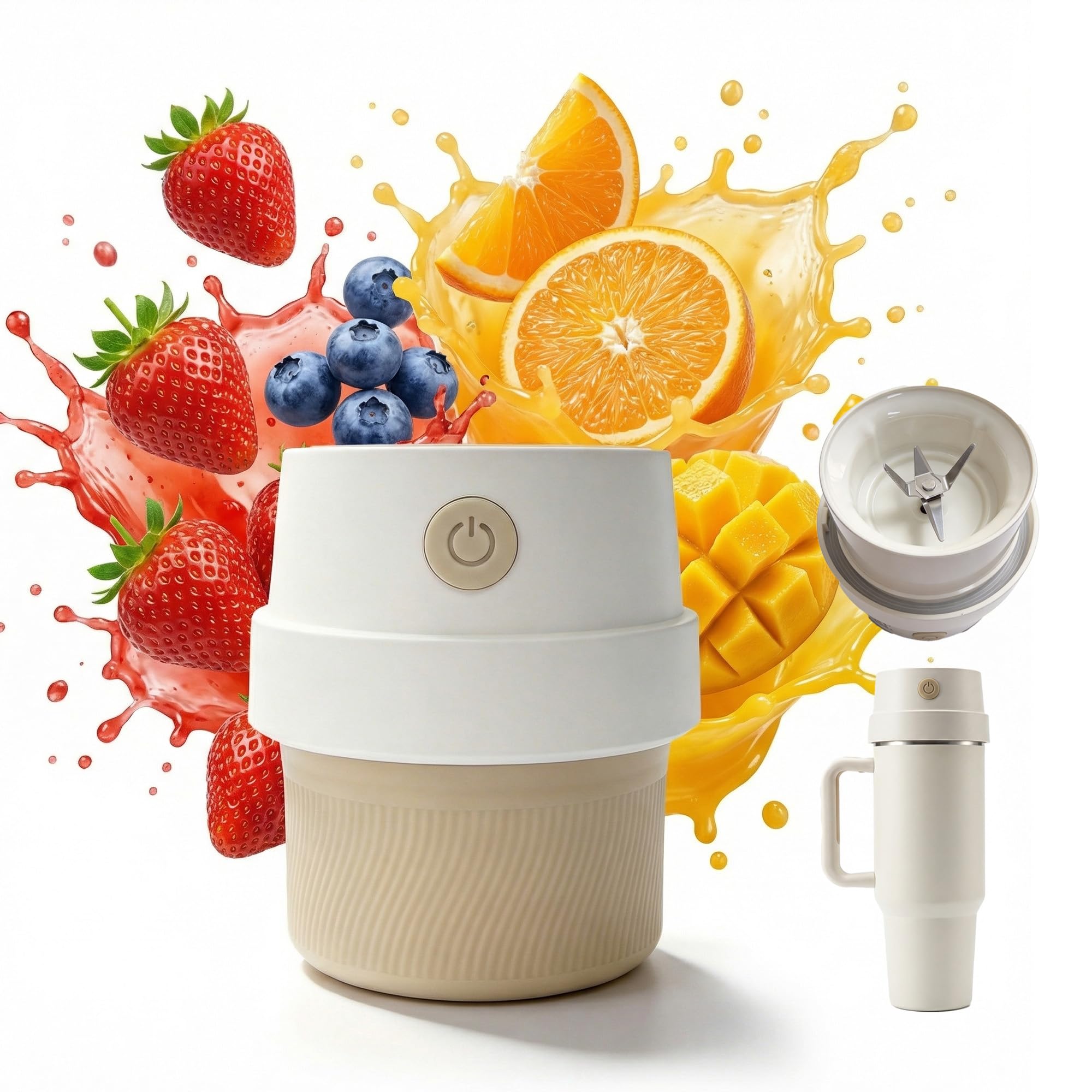 Richboyz Accessoire mélangeur portable pour gobelets de 887 ml et 1200 ml : mélangeur personnel rechargeable compatible avec la plupart des tasses à ouverture large de 8,9 à 10,2 cm pour smoothies et
