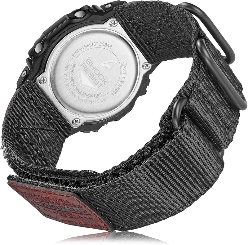 Correa de reloj de 16 mm para Casio Mens G-Shock DW5600/8900,GA100/110/120,GD100/110/120,GW6900,GWM5610, correa de reloj de nailon mejorada con tres hebillas