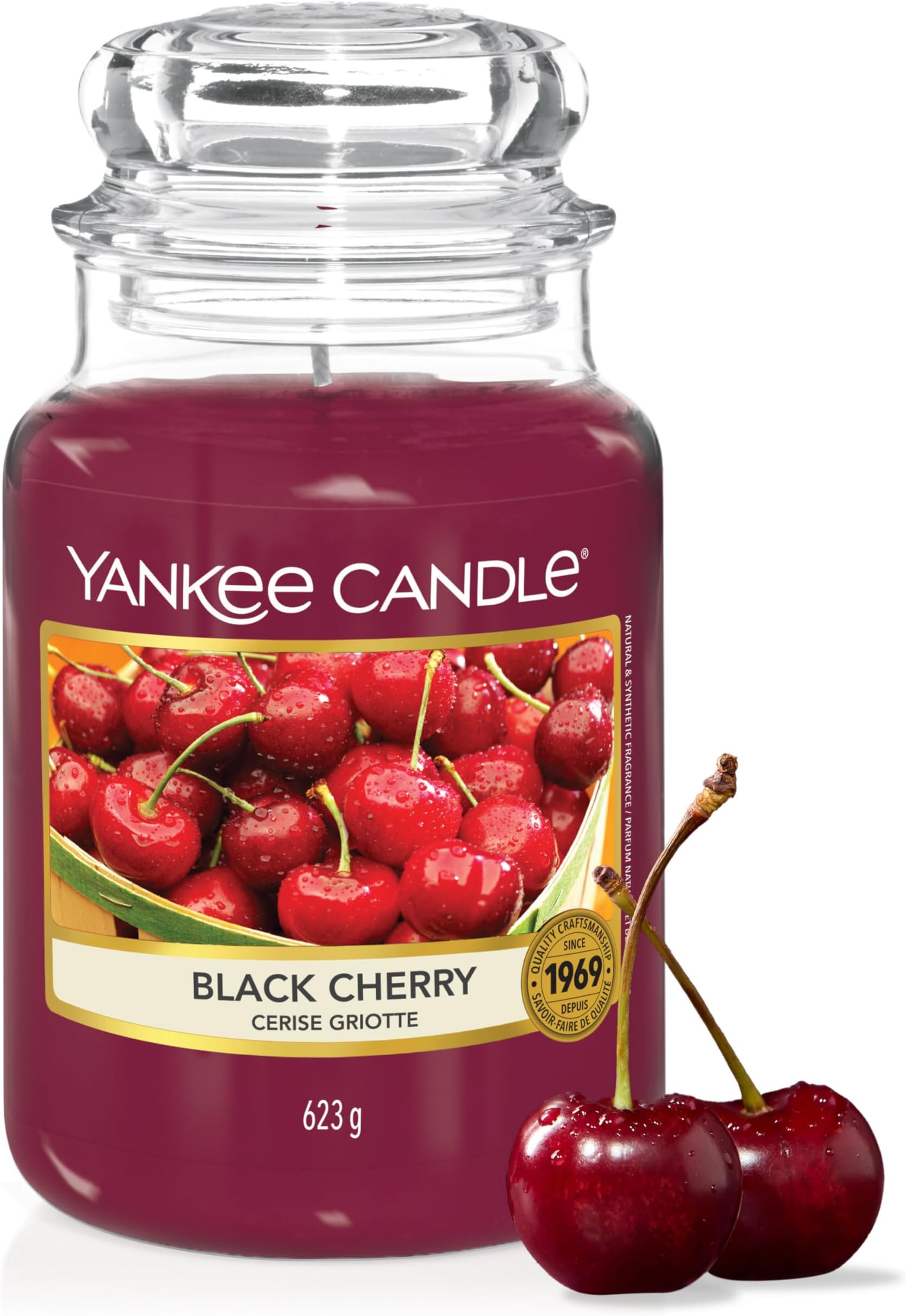 Scented Candle | Black Cherry Large Jar | Long Burning Candles: up to 150 Hours | Perfect Gifts for Women