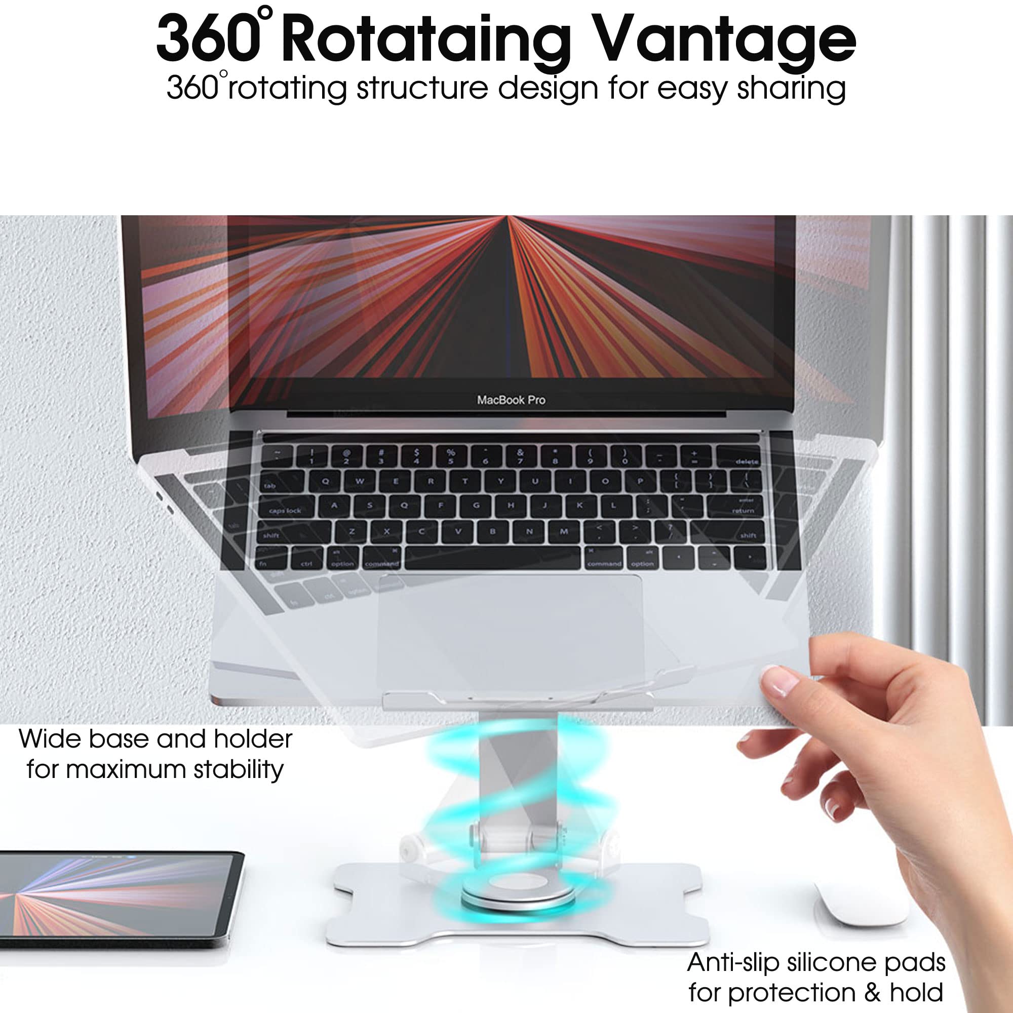 TECHGEAR Laptop Stand Ergonomic Height Angle Adjustable Laptop Riser Desk Heat Vent Mobile Holder