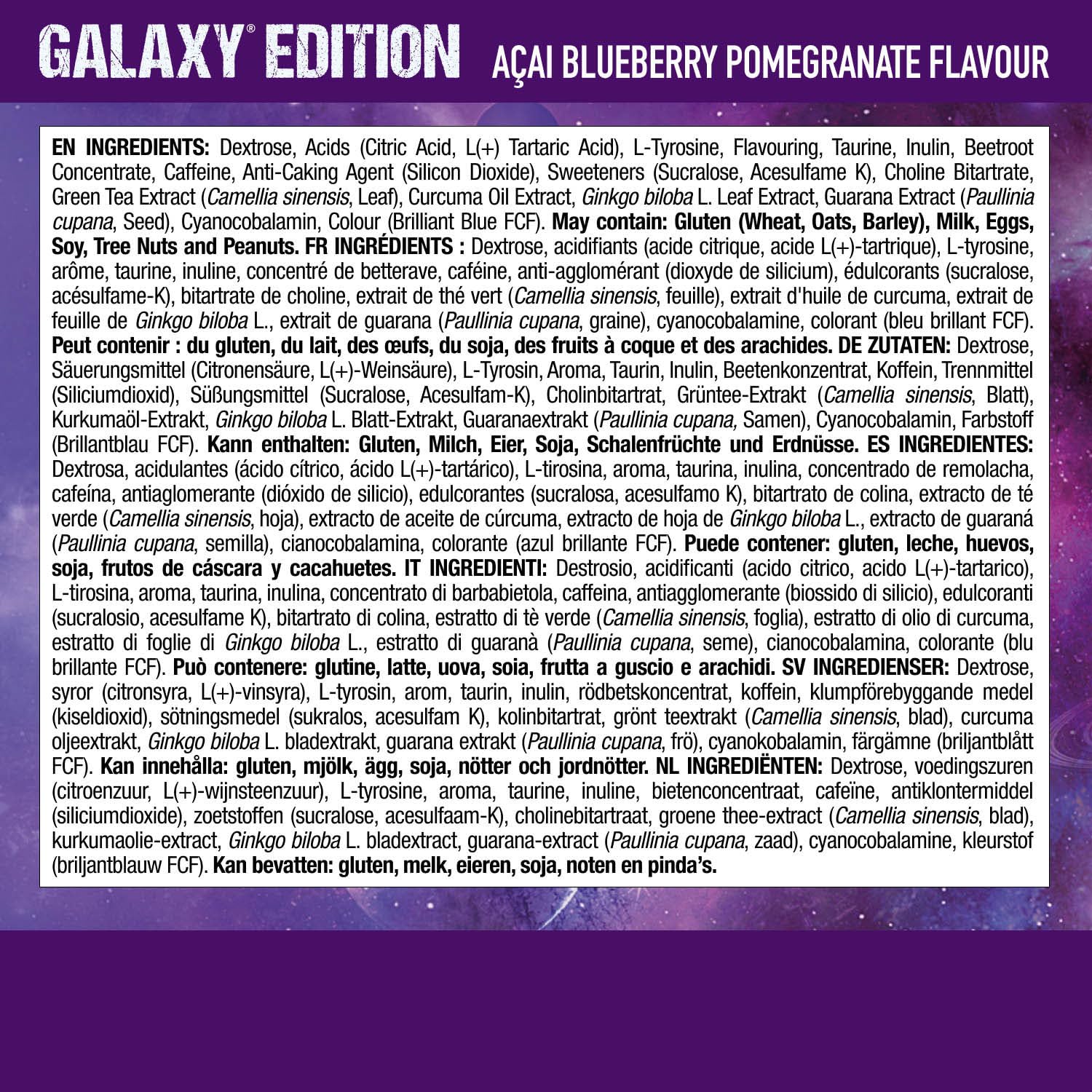 LevlUp Galaxy Edition Gaming Booster - Energy Drink für Gamer - Mit Taurin, Koffein, L-Tyrosin, Vitamin B12 - Açaí, Heidelbeere und Granatapfel - 320g - 40 Portionen