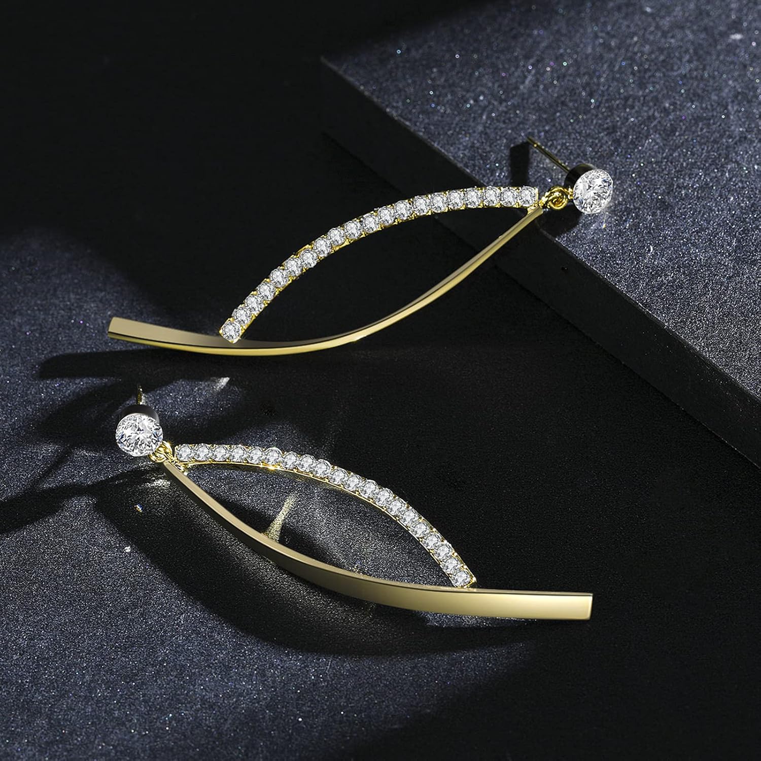 SBLING Platinum-Plated or 18K Gold Plated or 18K Rose Gold Plated Cubic Zirconia Drop Earrings - Image 4