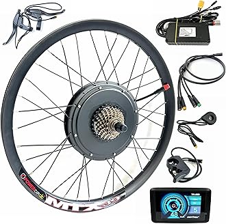 48V2000W Motor Wheel for Electric Bicycle MTB 26inch Hub Motor Kit Rear Drive with TFT Color Display E-Bike Conversion Kit Waterproof Engine Mountain Bike Electric Kit