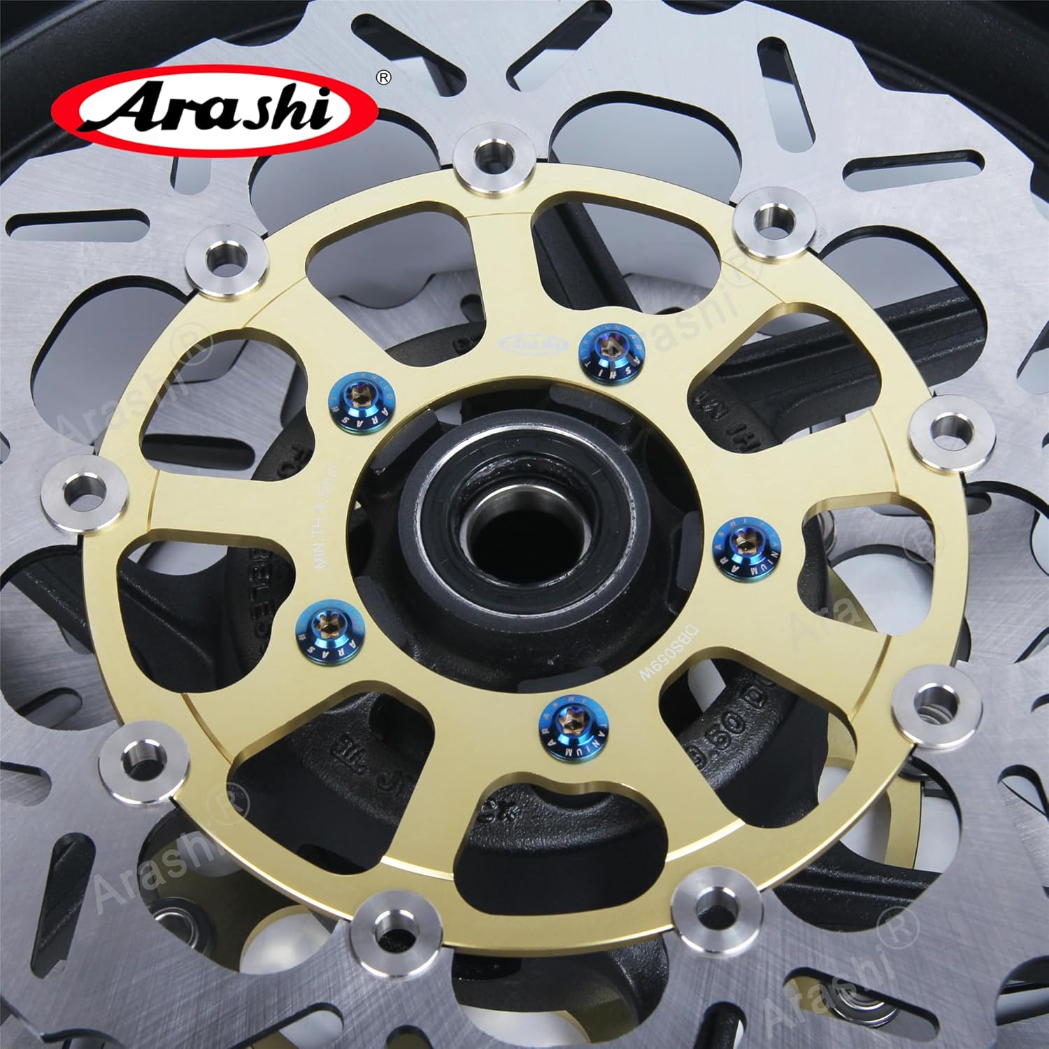 Arashi Front Wheel Rim and Brake Discs Rotors for Kawasaki Ninja ZX10R 2008-2010, Motorcycle Replacement Accessories Parts Matte Black