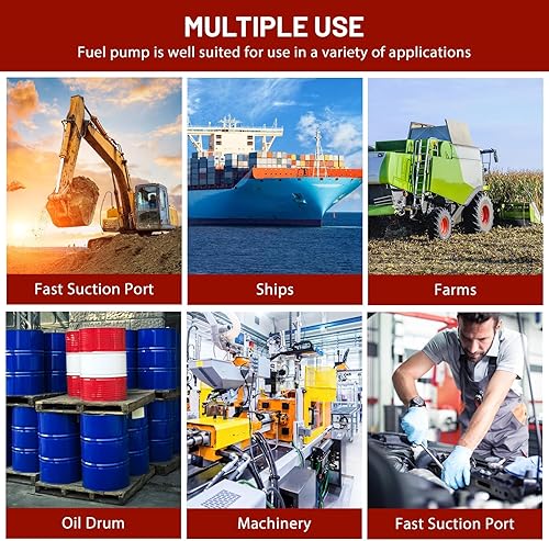 Miniatura 6 de Bomba de transferencia de combustible automática portátil, extractor de aceite de flujo de 2.6 GPM con parada automática, bomba de transferencia de