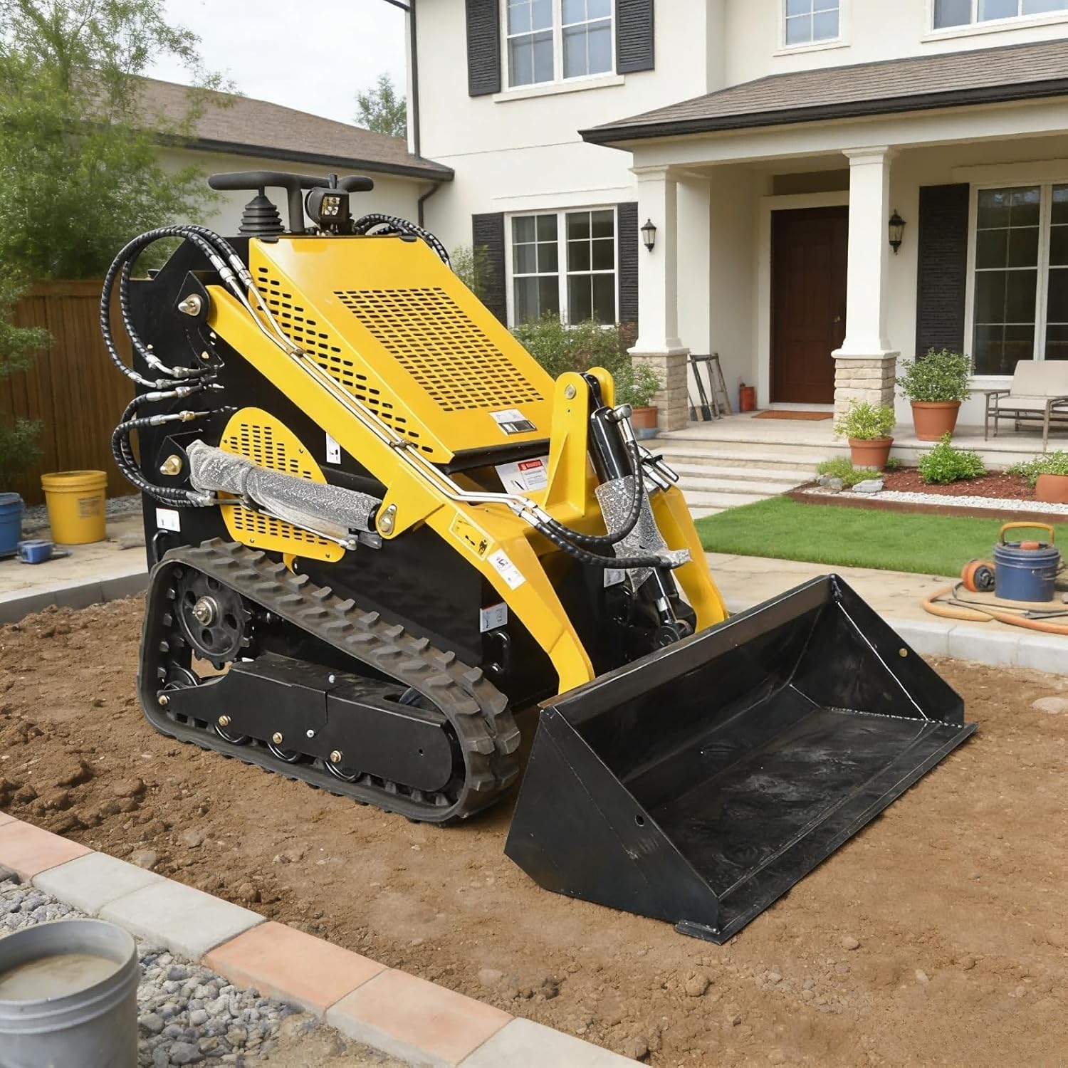 Quiet Tracked Mini Skid Steer Loader Compact Crawler Loader with Noise-Reduction Design & LED Work Lights for Urban Night Construction, Residential Renovation, and Dark Area Tasks