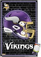 Vista 11 de Trends International NFL Minnesota Vikings - Póster de pared con casco neón 23, 22.4 pulgadas de largo x 14.7 pulgadas, versión enmarcada en madera