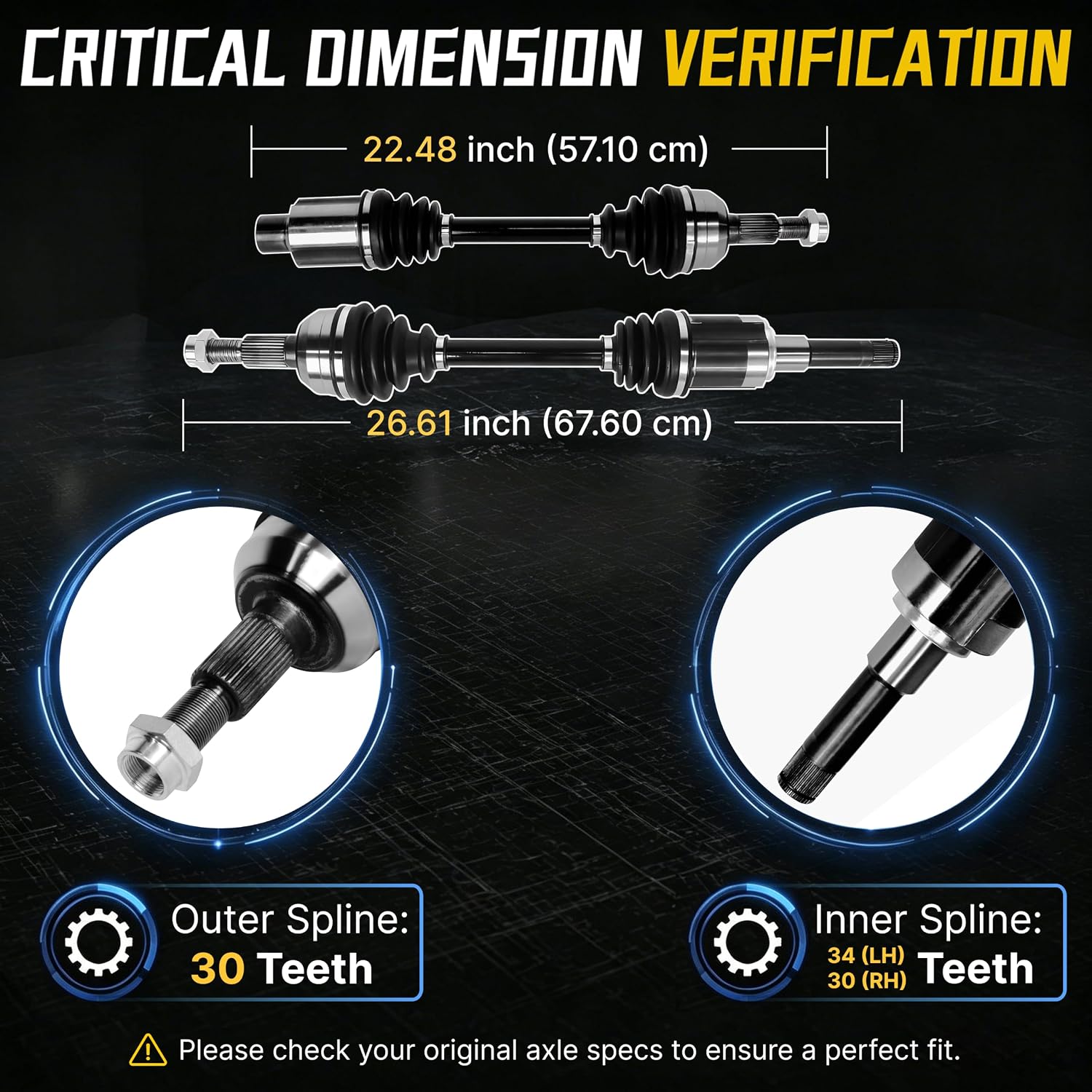 Front CV Axle Shaft Assembly Pair | Compatible with Chevrolet Equinox 2010-2016 & for GMC Terrain 2010-2016 L4 2.4L | Driver & Passenger Side Complete Set, Replace NCV10641 NCV10642