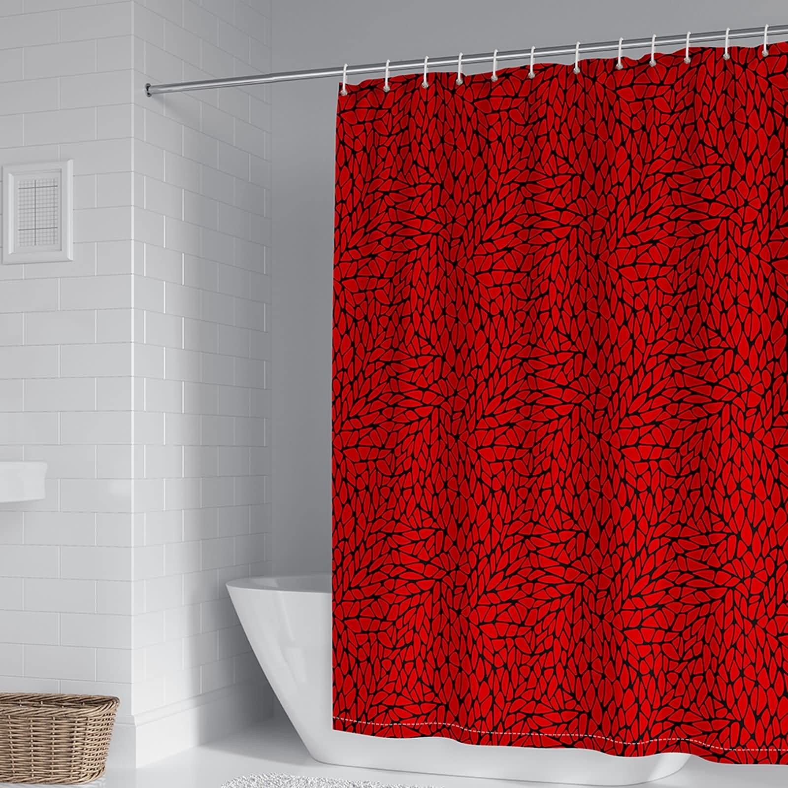 Rideau de douche 165x200cm polyester géométrique rouge KnSam
