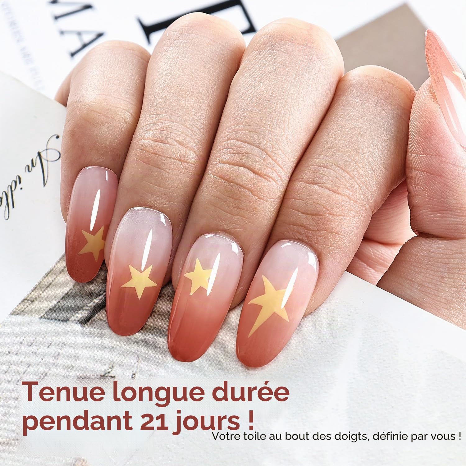 JODSONE 6 Couleurs Pat Painting Gel Dégradé Vernis à Ongles Set Gel de Peinture avec Stylet Manucure et 50 Éponges à Dégradé