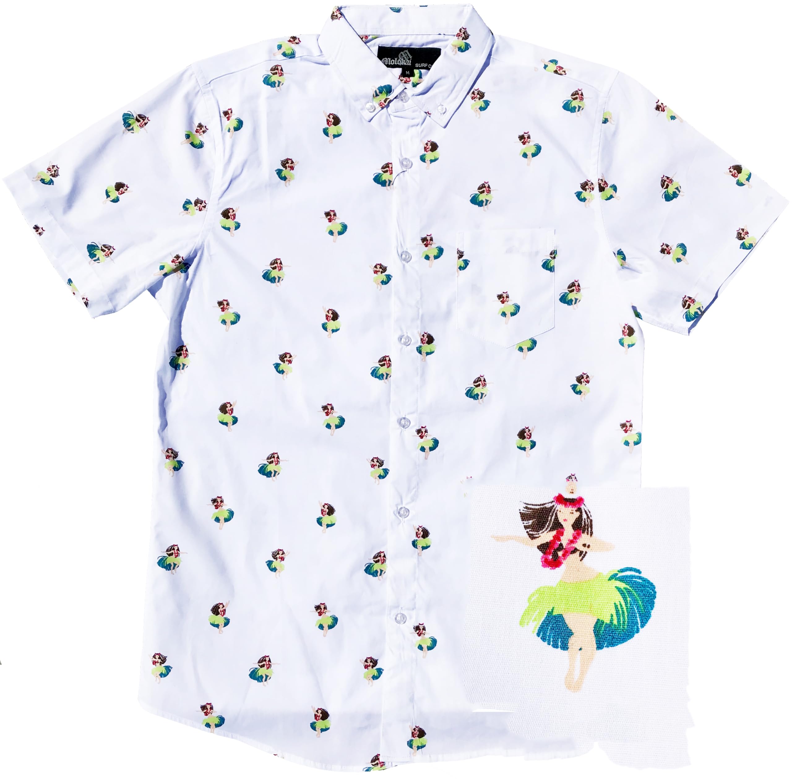 Molokai Surf Button Down Slim Fit Hawaiian Short Sleeve Shirts