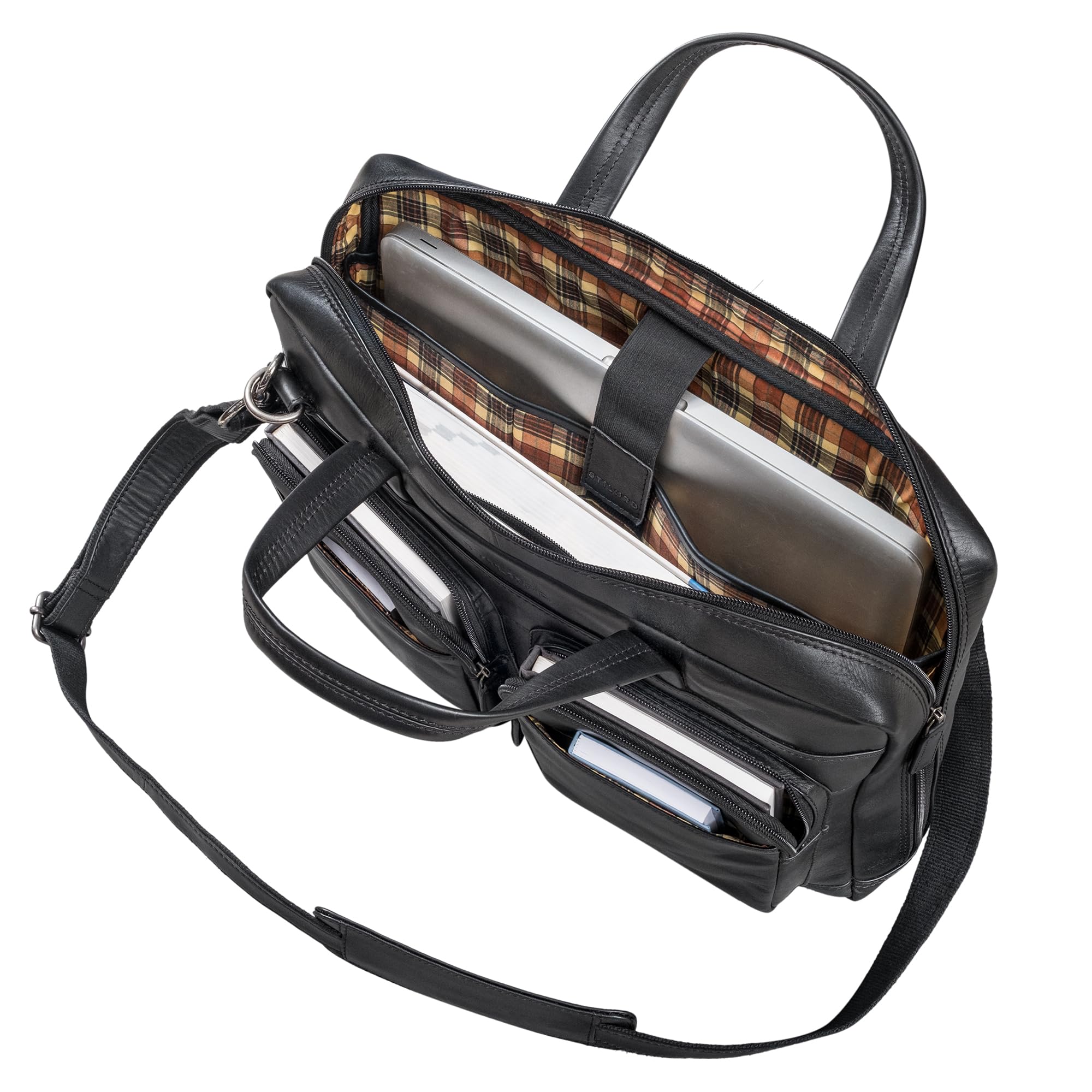 STILORD Erwin Große Laptoptasche Leder Aktentasche 15.6-16 Zoll Notebooktasche Businesstasche Bürotasche Arbeitstasche Echtleder mit Laptopfach Herren Damen Farbe:schwarz