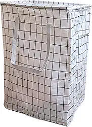 Cesto de Roupa Suja ou Limpa 72 Litros Dobrável Com Alça Tecido Resistente Organizador Lavanderia com Estampa (Quadrados)