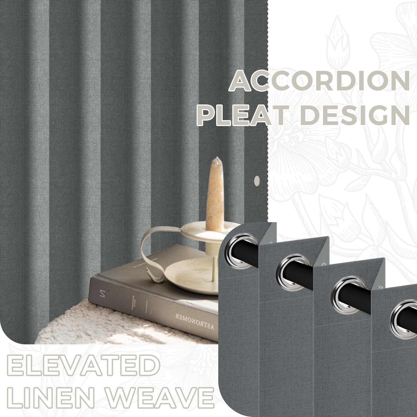 Cortina de Puerta Magnética Opaca - Incluye Barra Telescópica Ajustable Cocina, como Cortina Separadora de Habitaciones, Cortina para Armario sin Puertas y Dormitorio, Gris