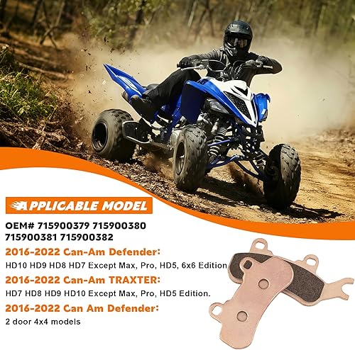 Miniatura 6 de Pastillas de freno sinterizadas para Can-Am Defender Delanteras RearHD9 HD8 HD7 2016 2017 2018 2019 2020 2021
